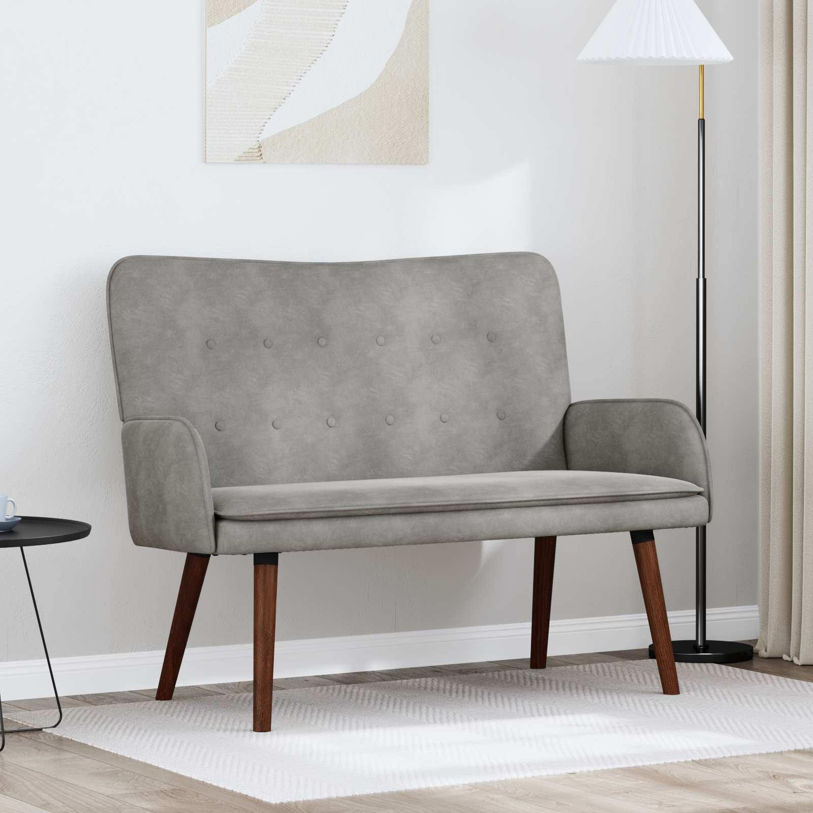 Twee Persoons Sofa Lichtgrijs 115 x 61 x 87 cm Fluweel