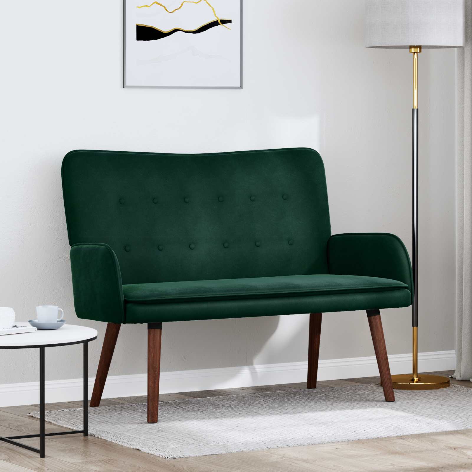 Twee Persoons Sofa Donkergroen 115 x 61 x 87 cm Fluweel