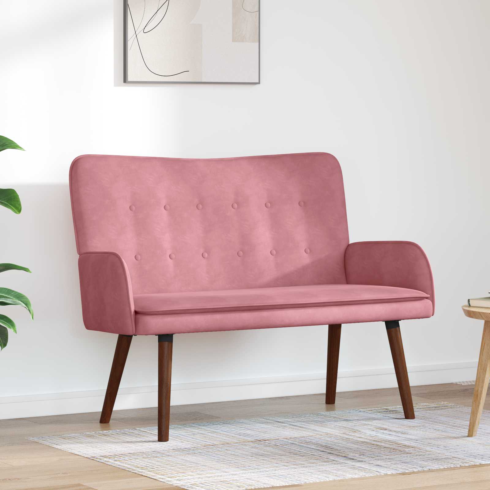 Twee Persoons Sofa Roze 115 x 61 x 87 cm Fluweel – afbeelding 1