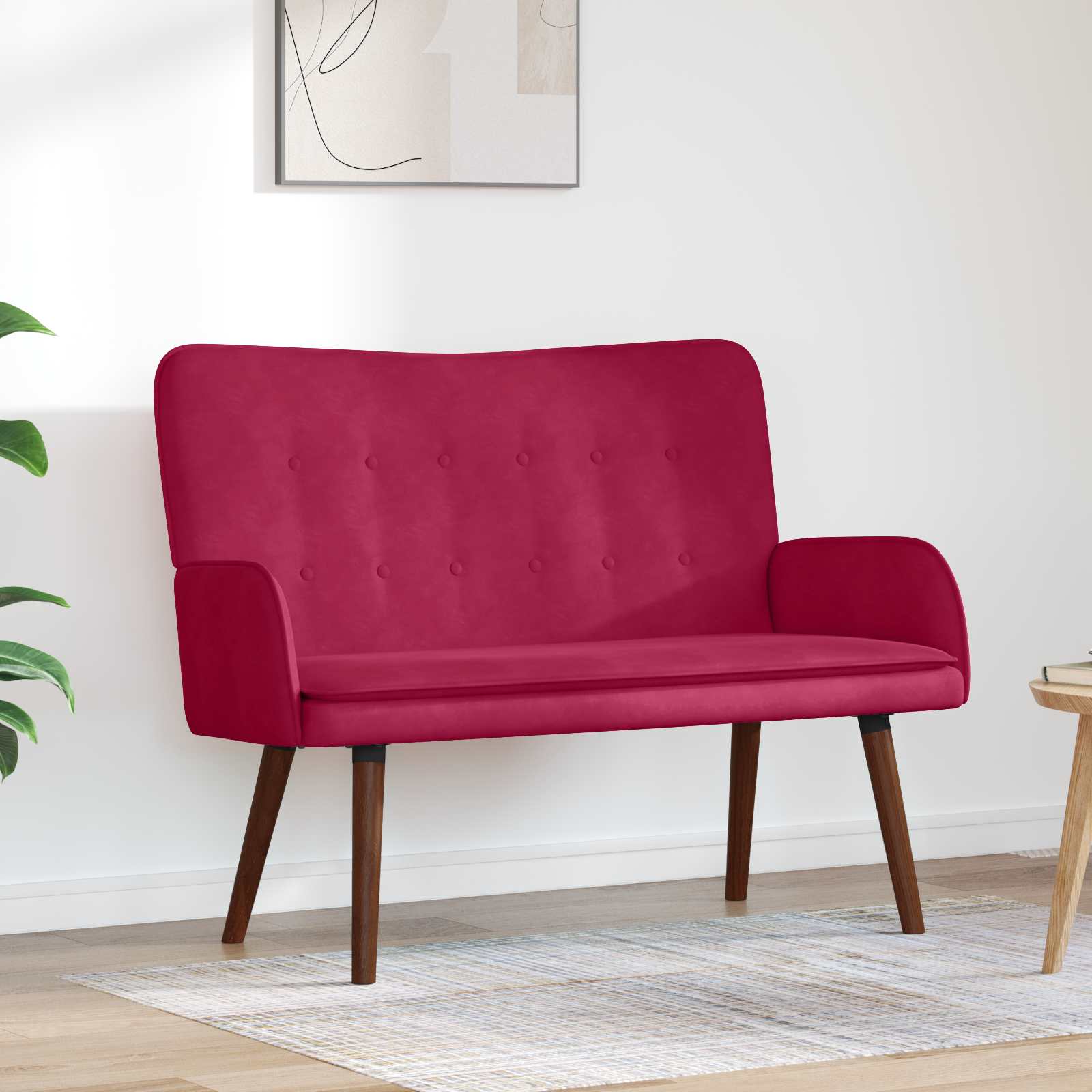 Twee Persoons Sofa Wijnrood 115 x 61 x 87 cm Fluweel