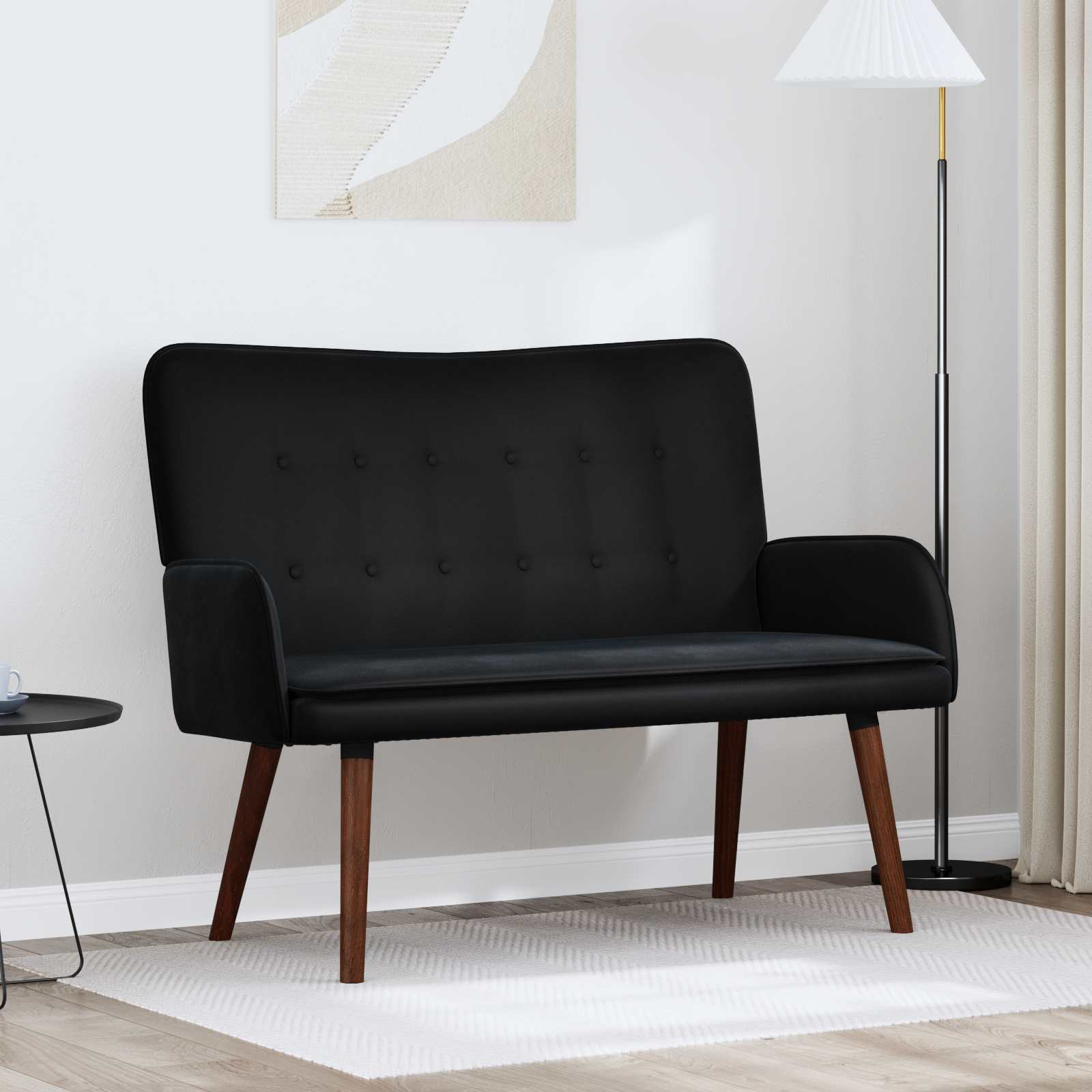 Twee Persoons Sofa Zwart 115 x 61 x 87 cm Fluweel