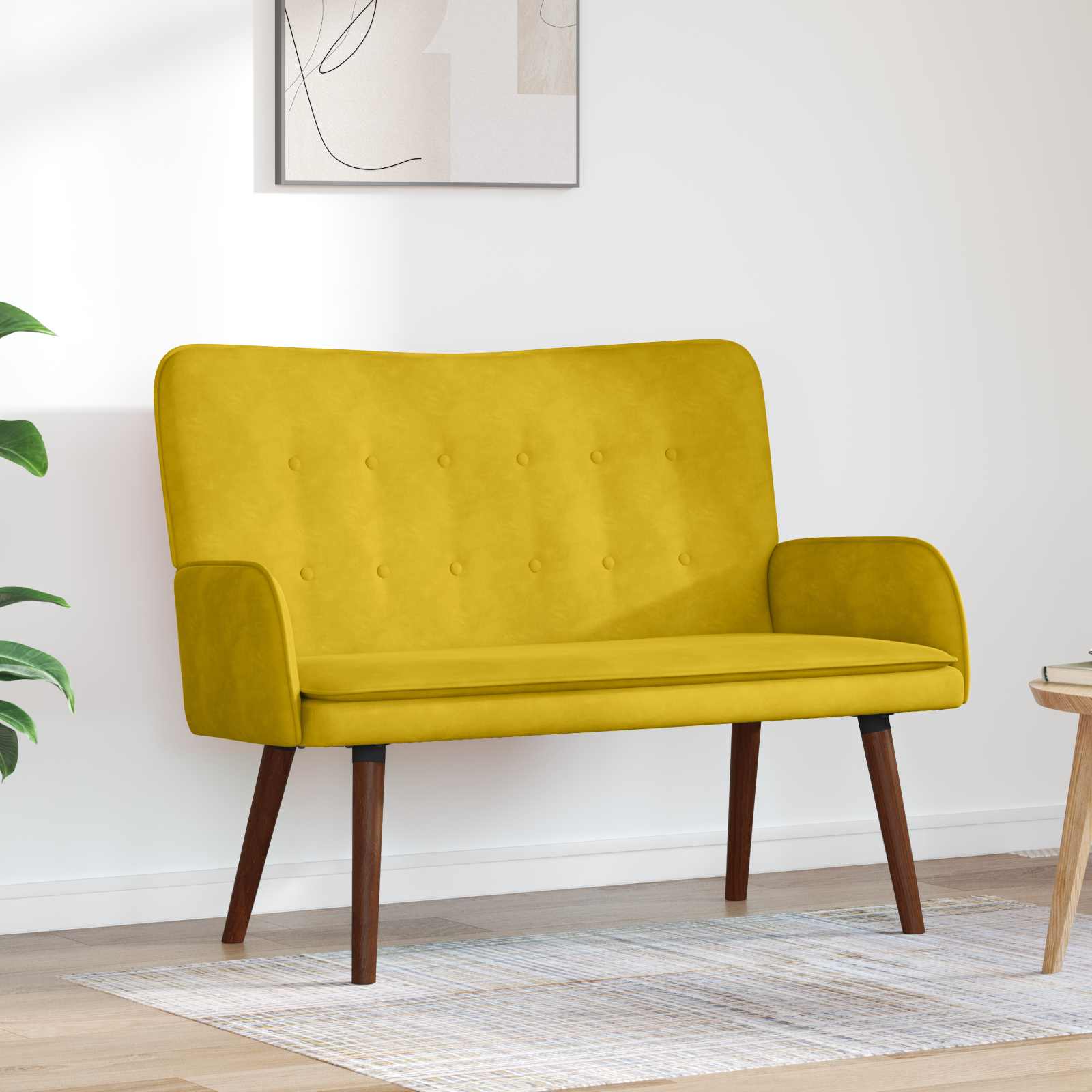 Twee Persoons Sofa Geel 115 x 61 x 87 cm Fluweel – afbeelding 1