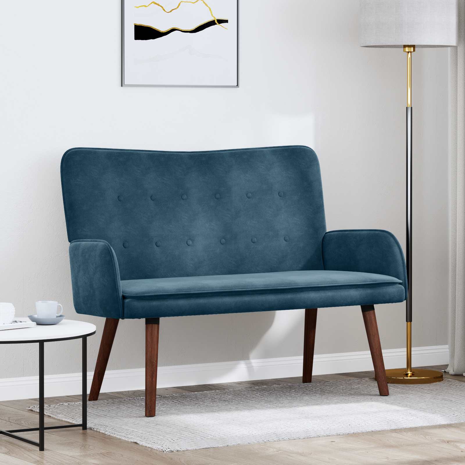 Twee Persoons Sofa Blauw 115 x 61 x 87 cm Fluweel