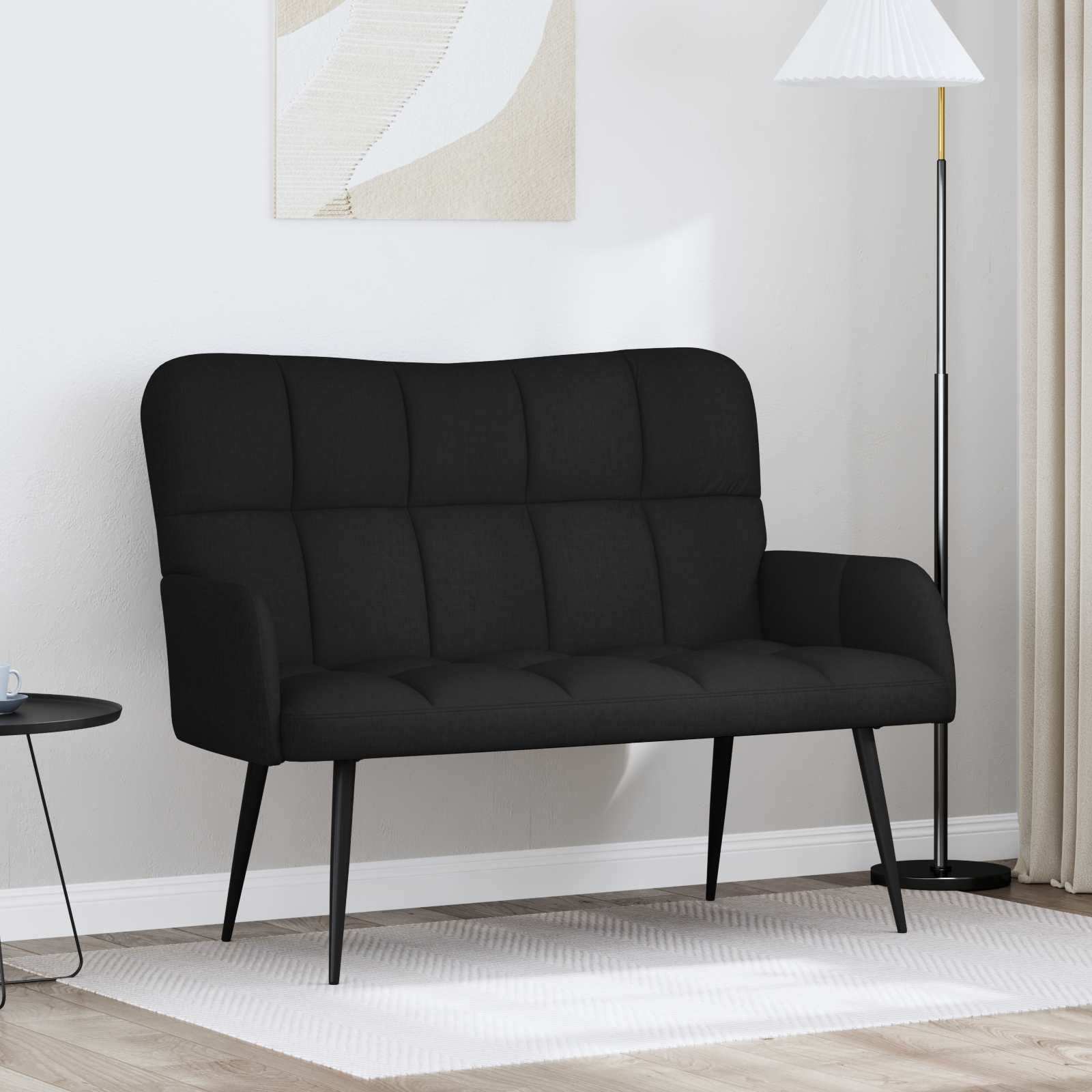 Twee Persoons Sofa Zwart 115 x 61 x 87 cm Stof – afbeelding 1