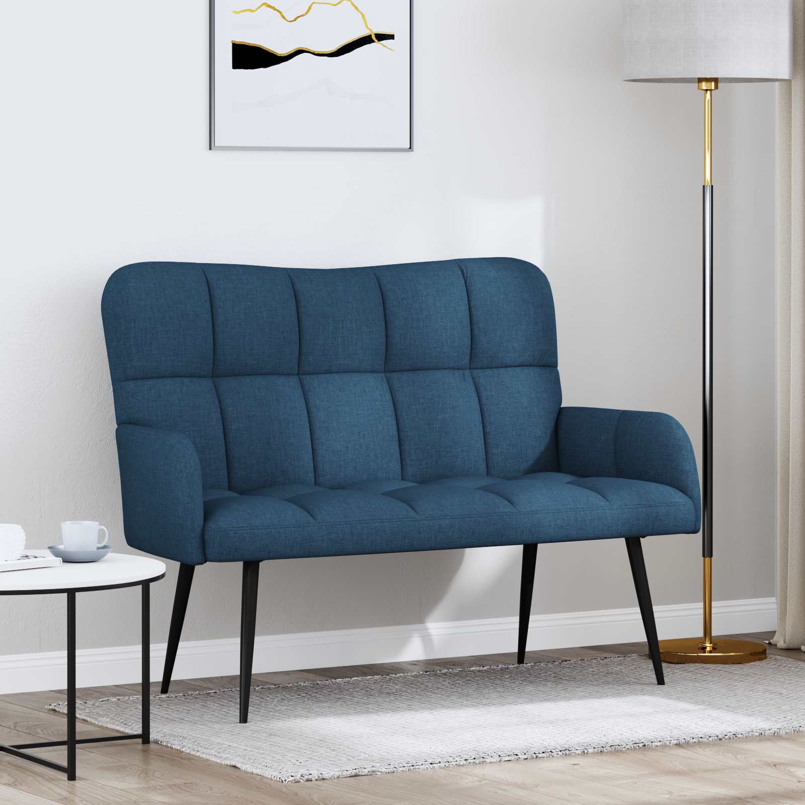 Twee Persoons Sofa Blauw 115 x 61 x 87 cm Stof – afbeelding 1