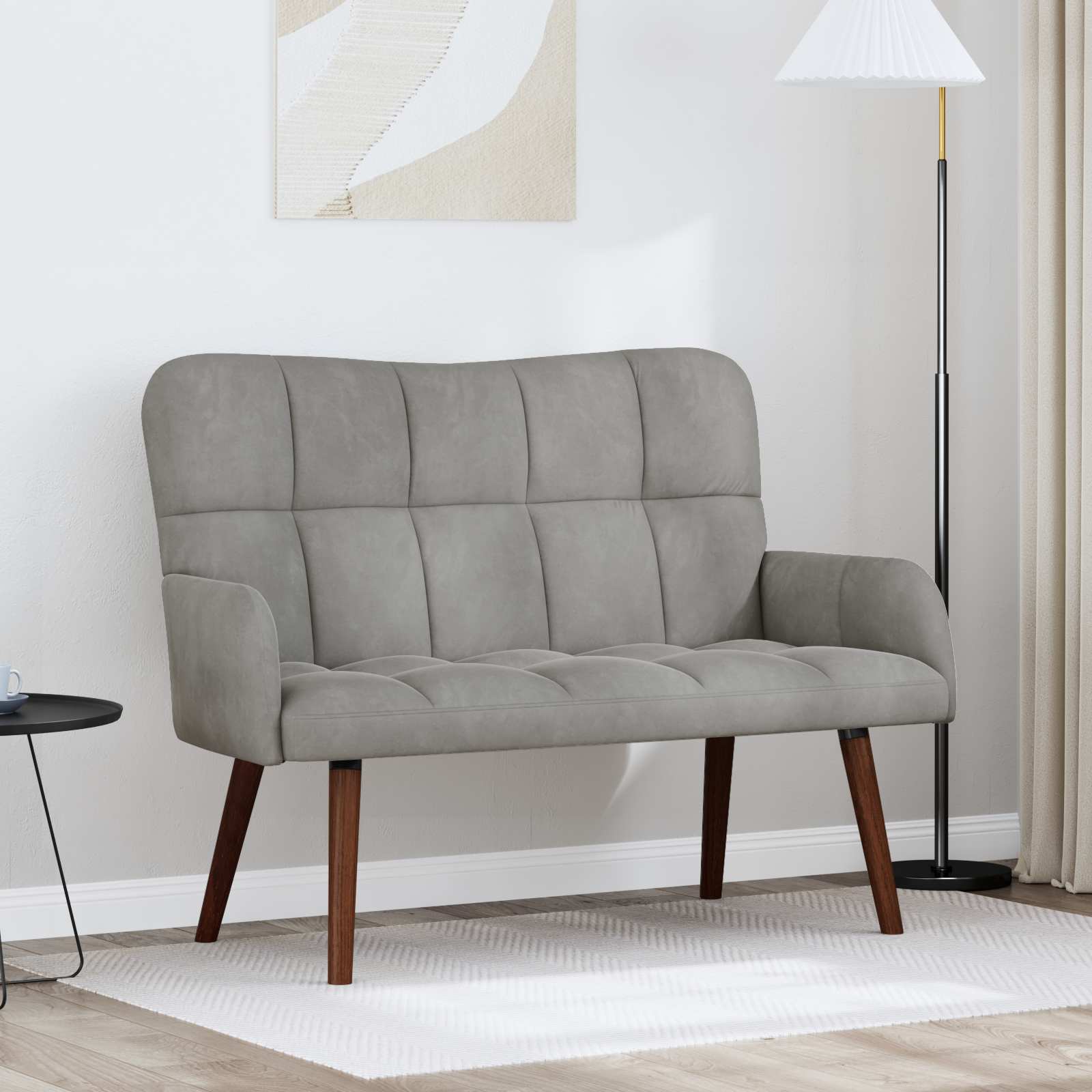Twee Persoons Sofa Lichtgrijs 115 x 61 x 87 cm Fluweel