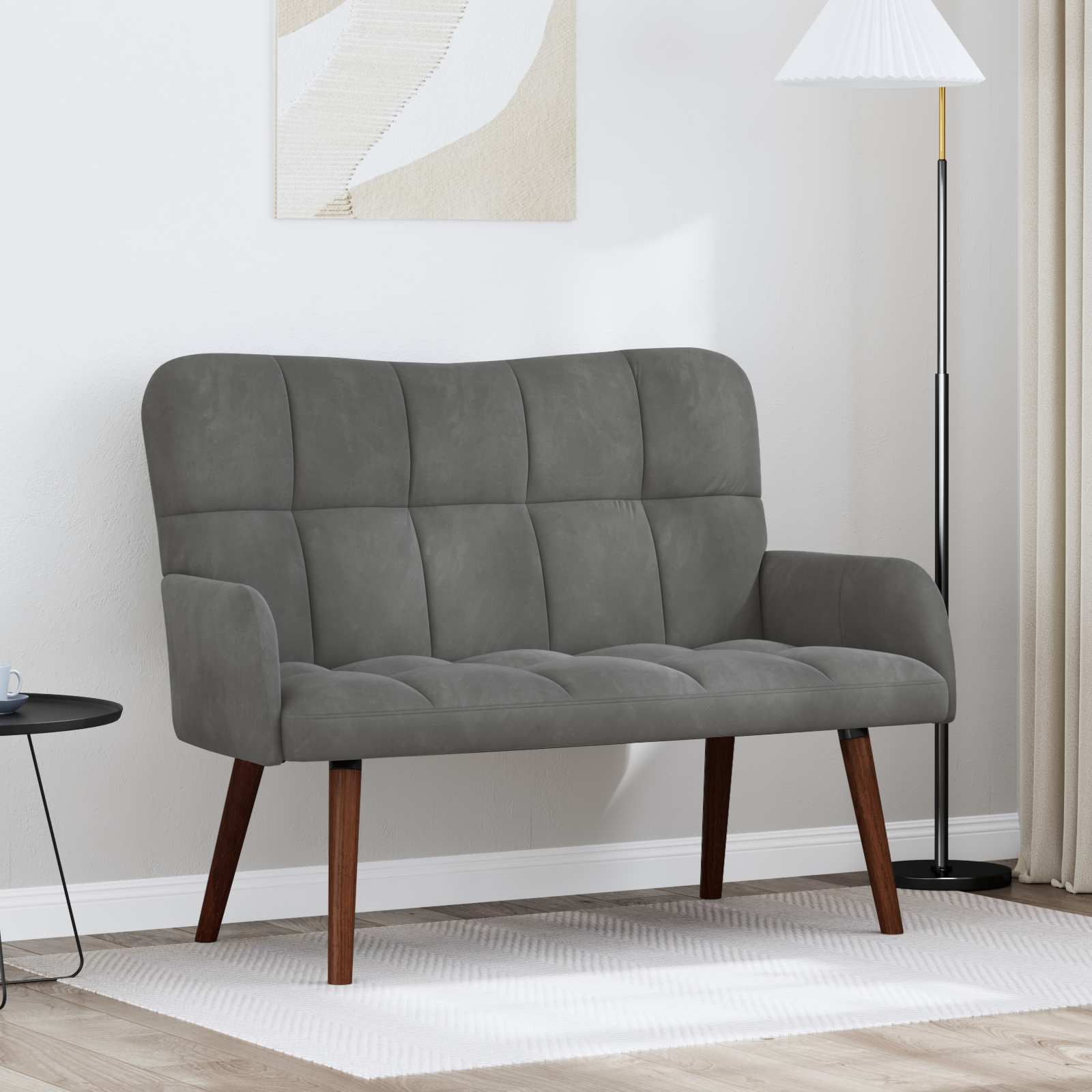 Twee Persoons Sofa Donkergrijs 115 x 61 x 87 cm Fluweel