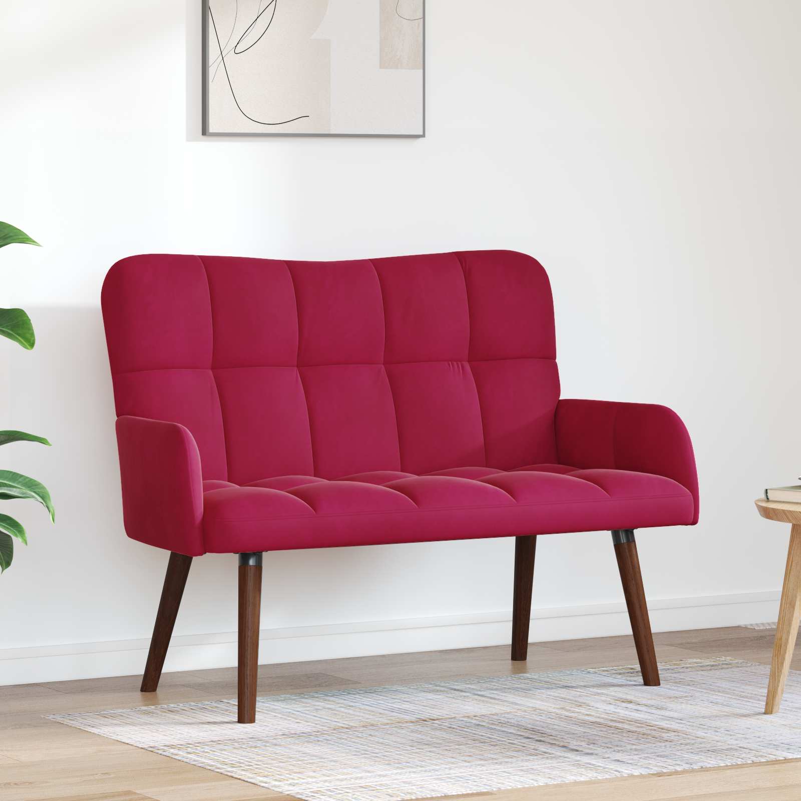 Twee Persoons Sofa Wijnrood 115 x 61 x 87 cm Fluweel