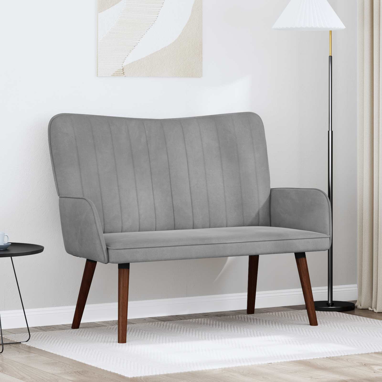Twee Persoons Sofa Lichtgrijs 115 x 61 x 87 cm Fluweel