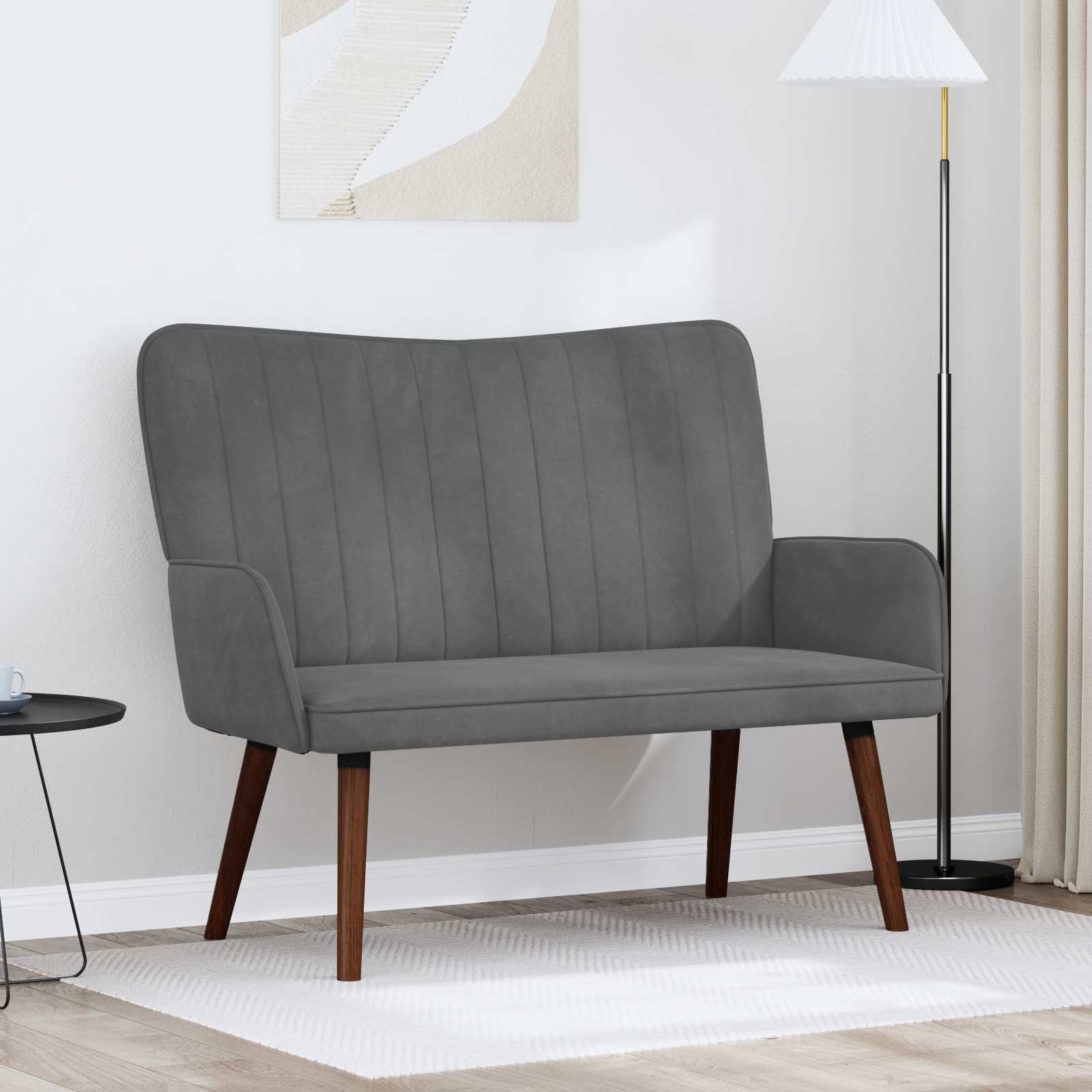 Twee Persoons Sofa Donkergrijs 115 x 61 x 87 cm Fluweel