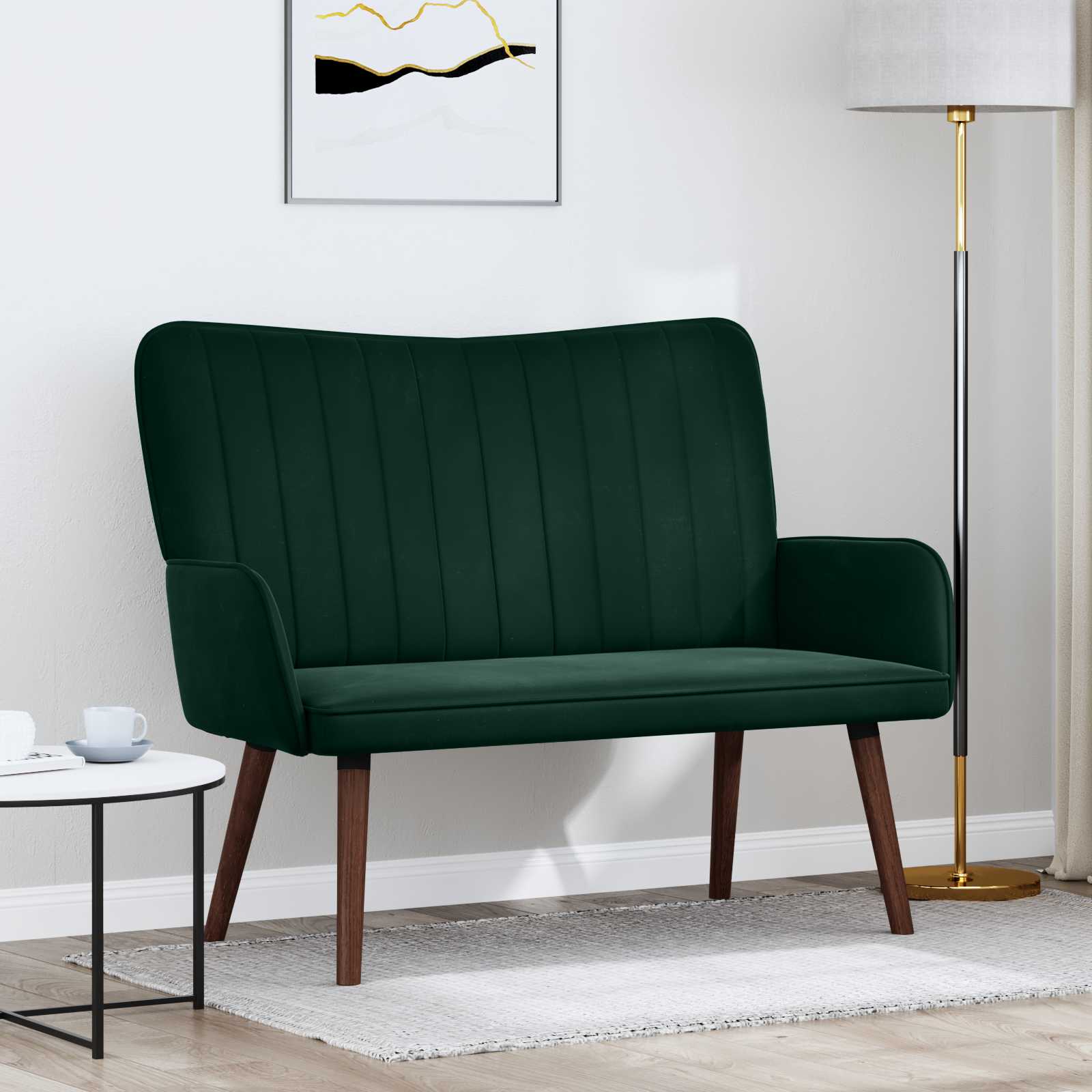 Twee Persoons Sofa Donkergroen 115 x 61 x 87 cm Fluweel