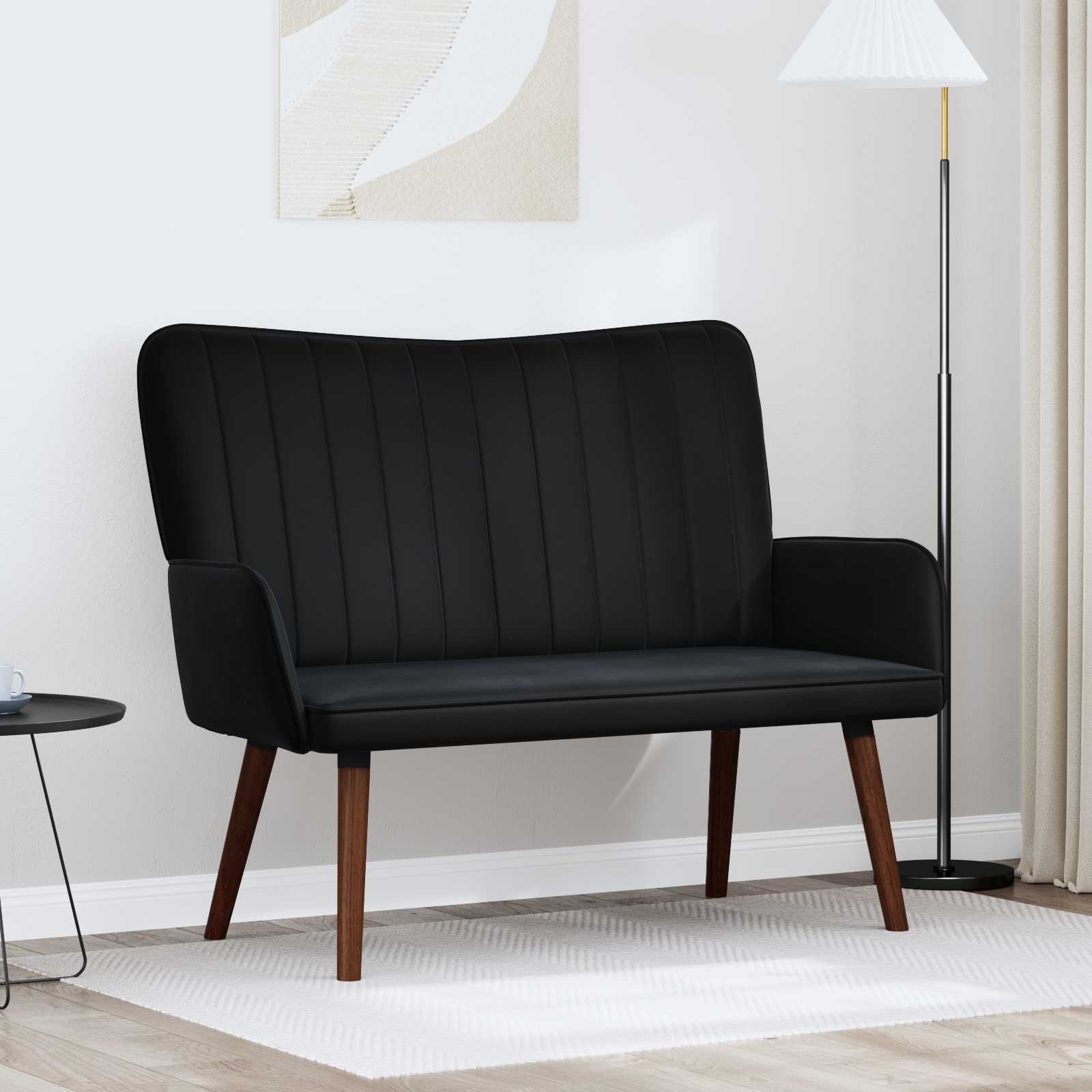 Twee Persoons Sofa Zwart 115 x 61 x 87 cm Fluweel