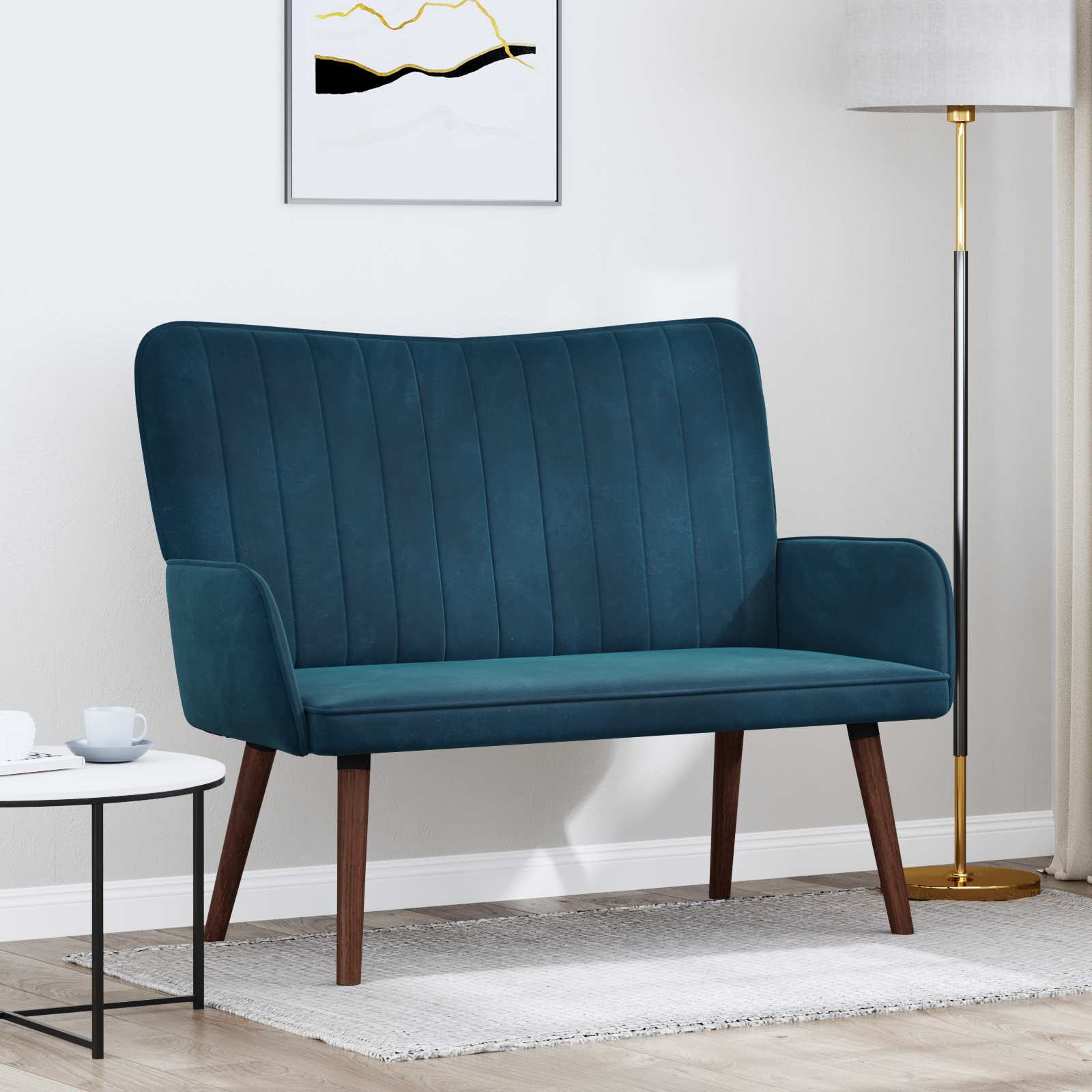 Twee Persoons Sofa Blauw 115 x 61 x 87 cm Fluweel