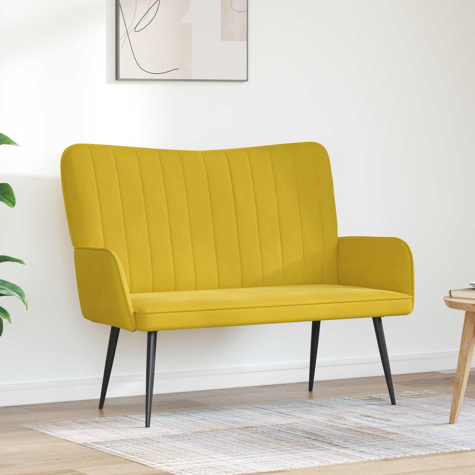 Twee Persoons Sofa Geel 115 x 61 x 87 cm Fluweel