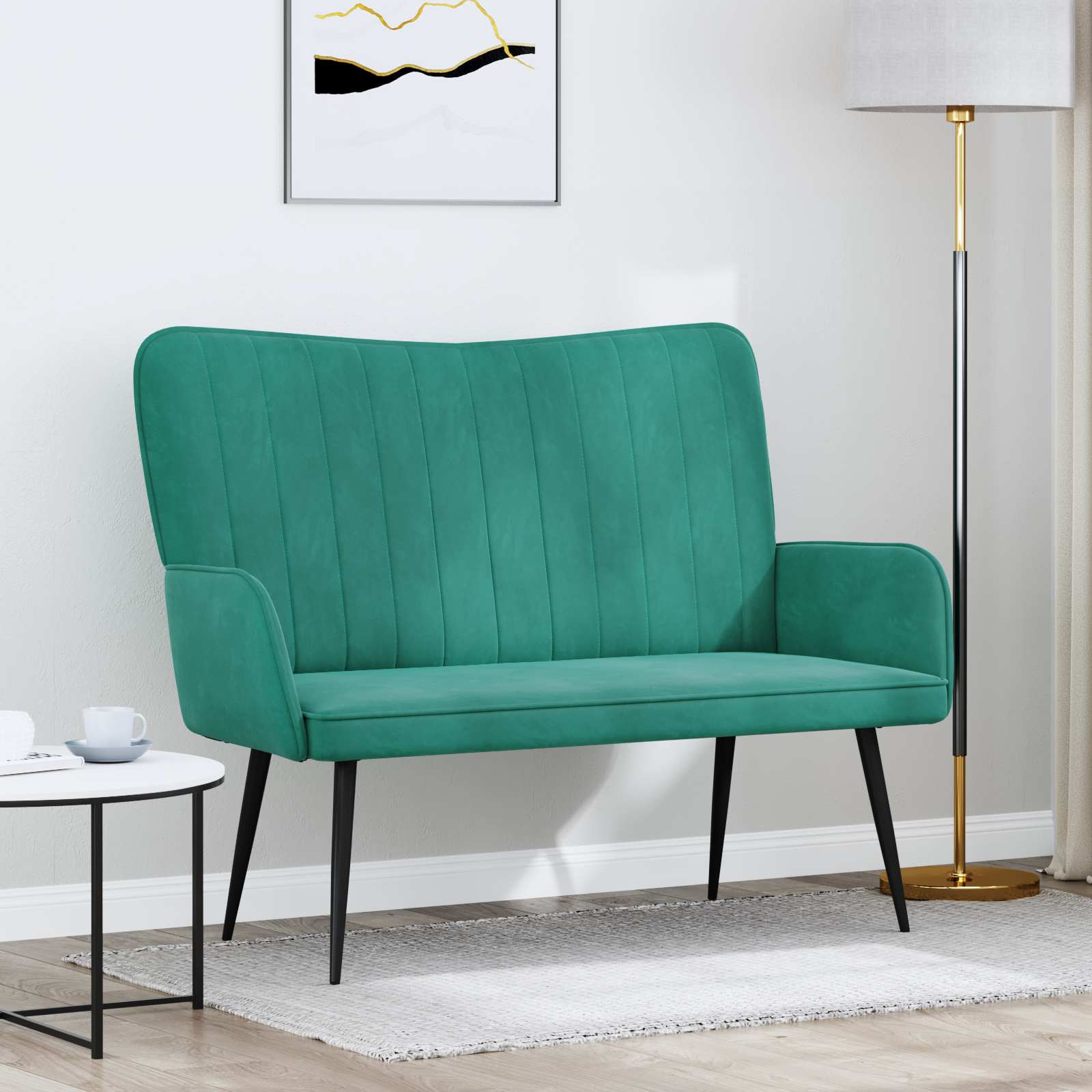 Twee Persoons Sofa Turquoise 115 x 61 x 87 cm Fluweel – afbeelding 1