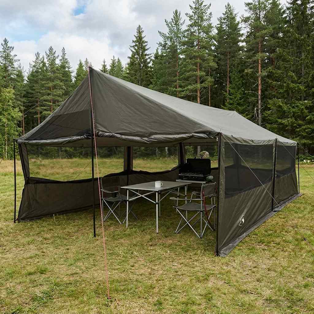 Gezinstent Bruin grijs 600 x 400 x 268 cm Polyester en staal