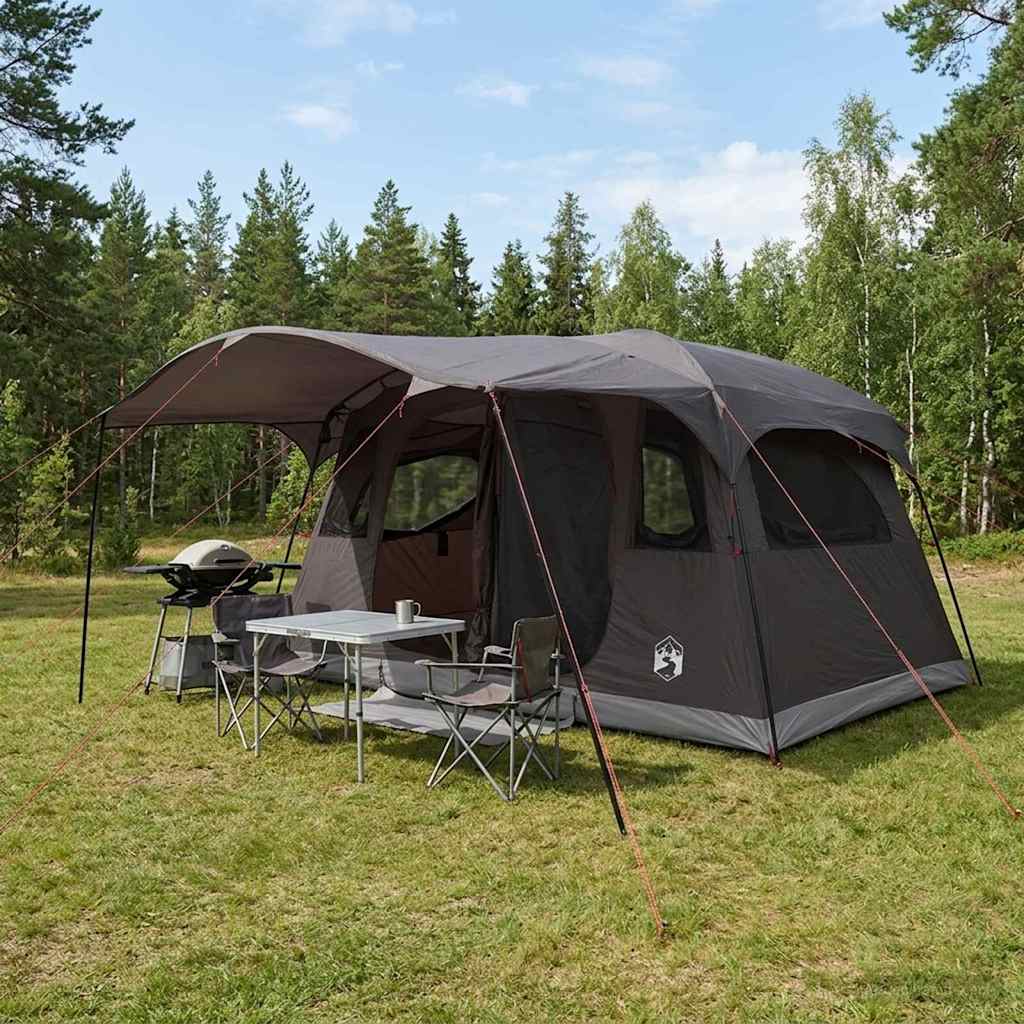 Tunneltent Bruin Grijs 366 x 244 x 198 cm Polyester en staal