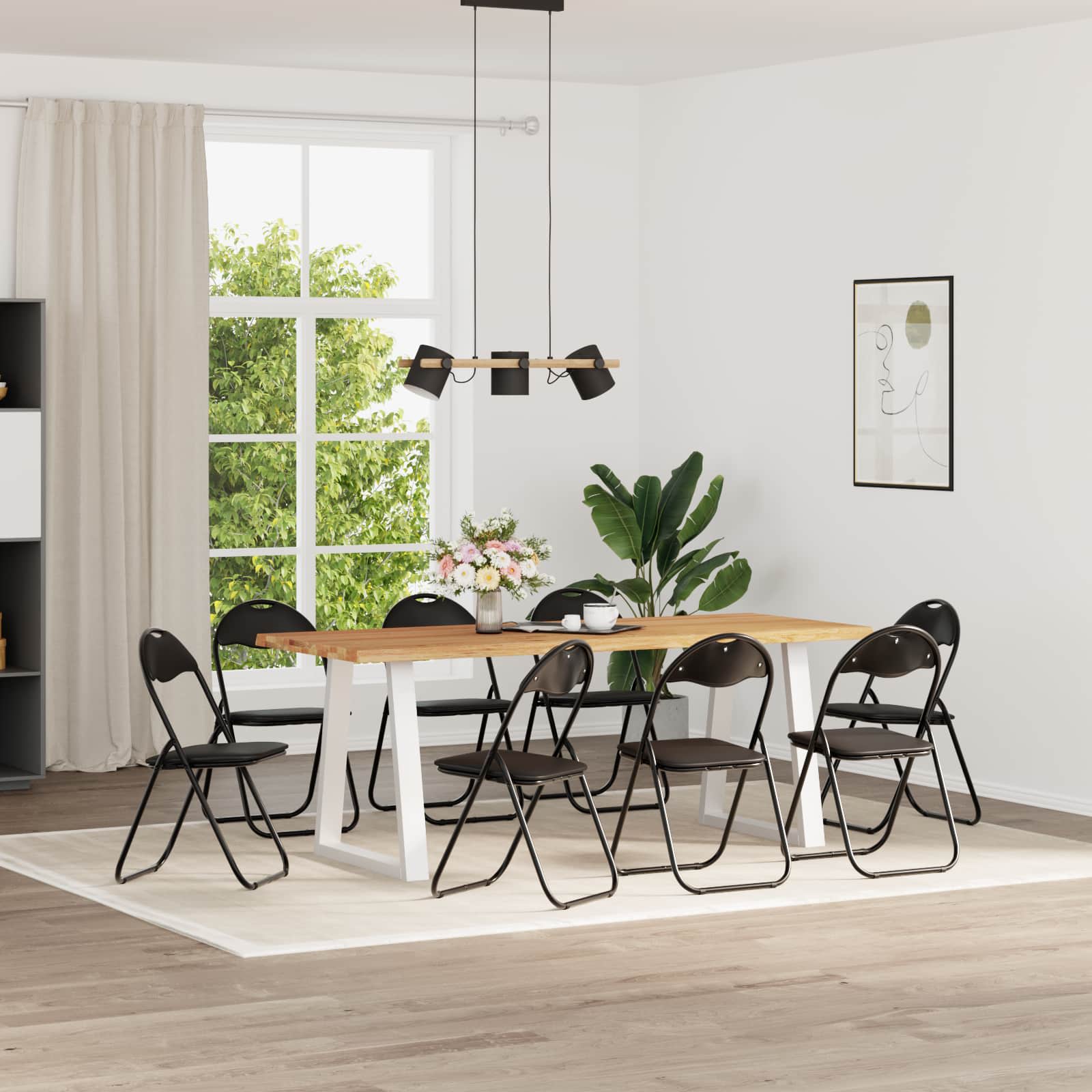 Inklapbare stoel 8 pcs Zwart 48 x 43,5 x 81 cm Nep Leer
