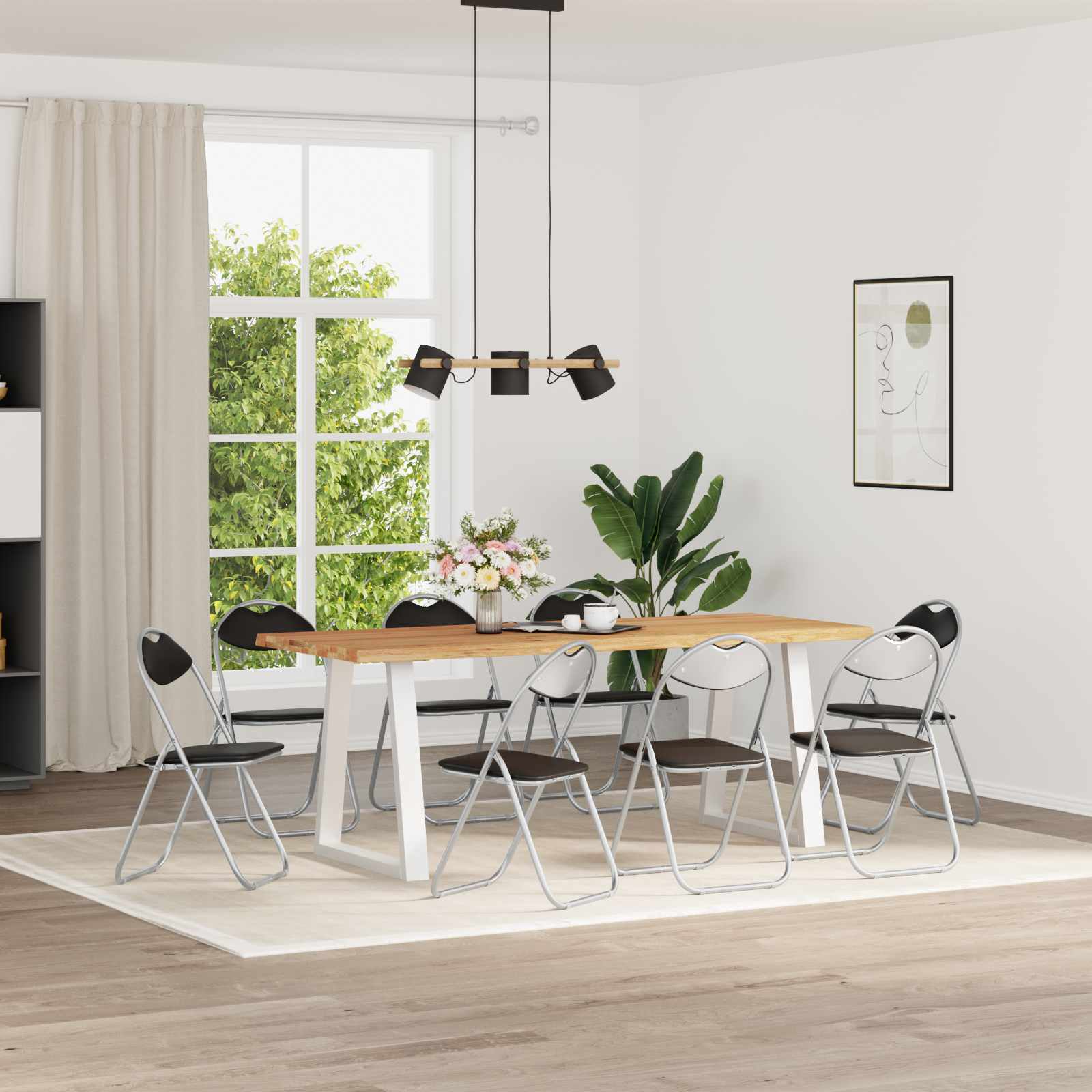 Inklapbare stoel 8 pcs Zwart en Grijs 48 x 43,5 x 81 cm