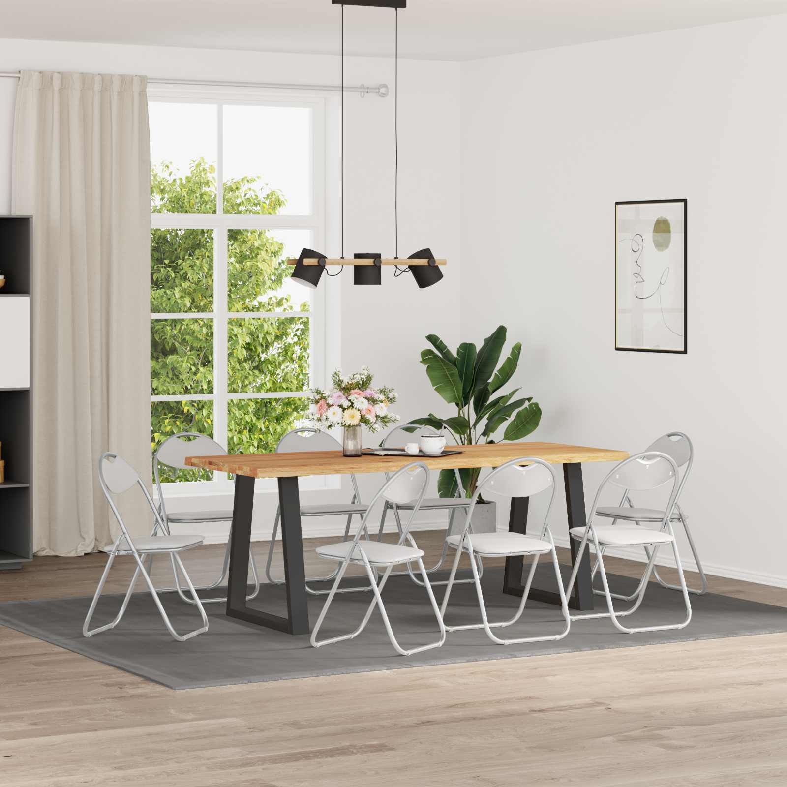 Inklapbare stoel 8 pcs Wit en Grijs 48 x 43,5 x 81 cm Nep Leer