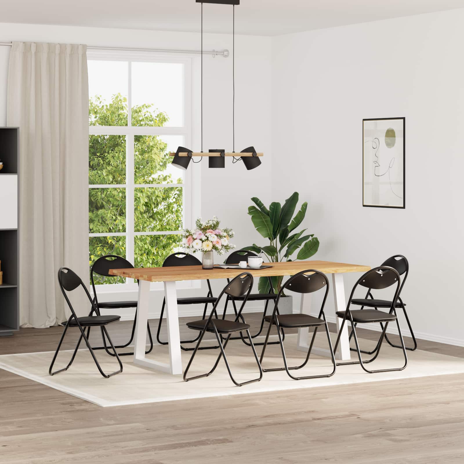 Inklapbare stoel 8 pcs Zwart 48 x 43,5 x 81 cm Nep Leer
