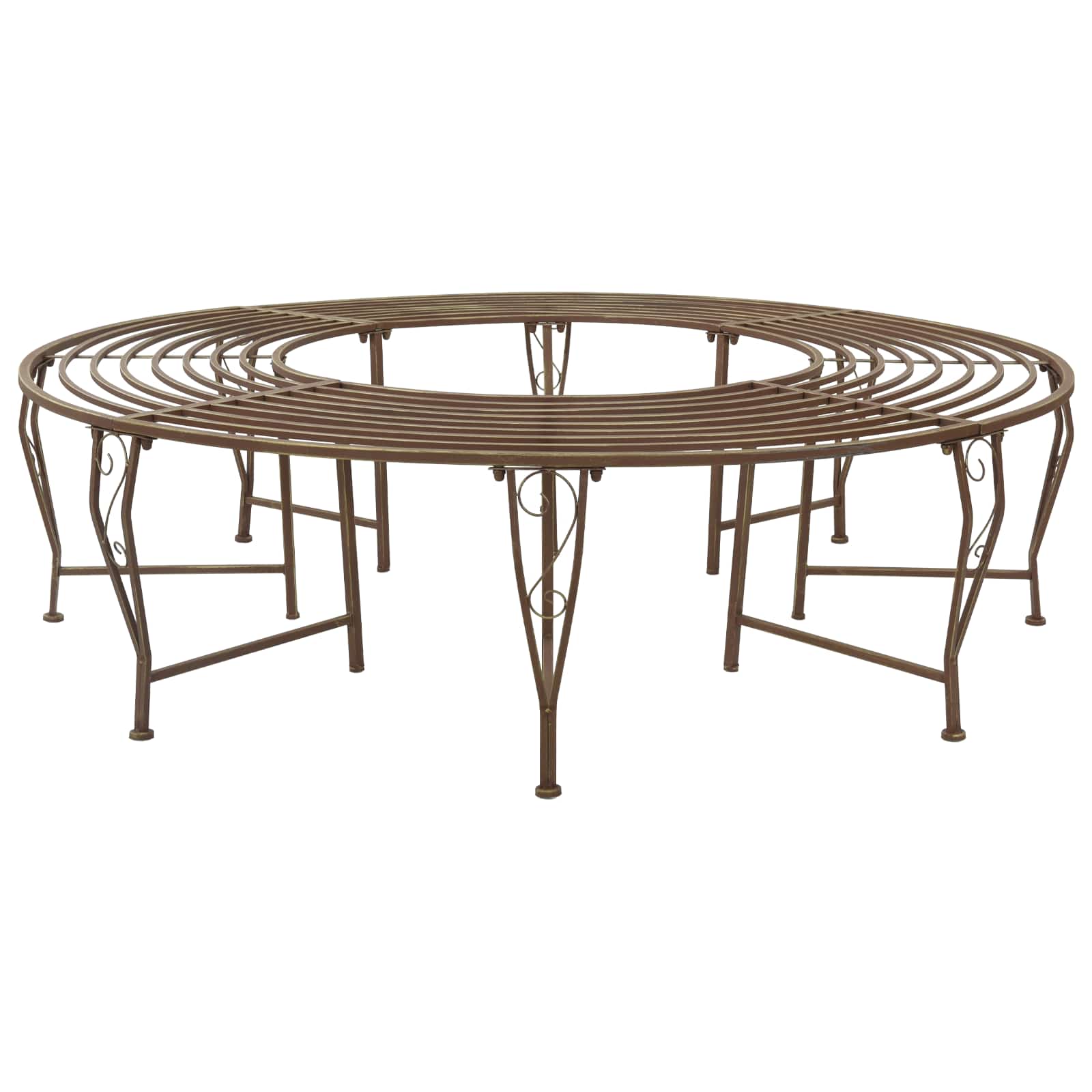 Boom bank 8-Aantal zitplaatsen Ø 160 x 44 cm Staal Antiek Bruin – afbeelding 1