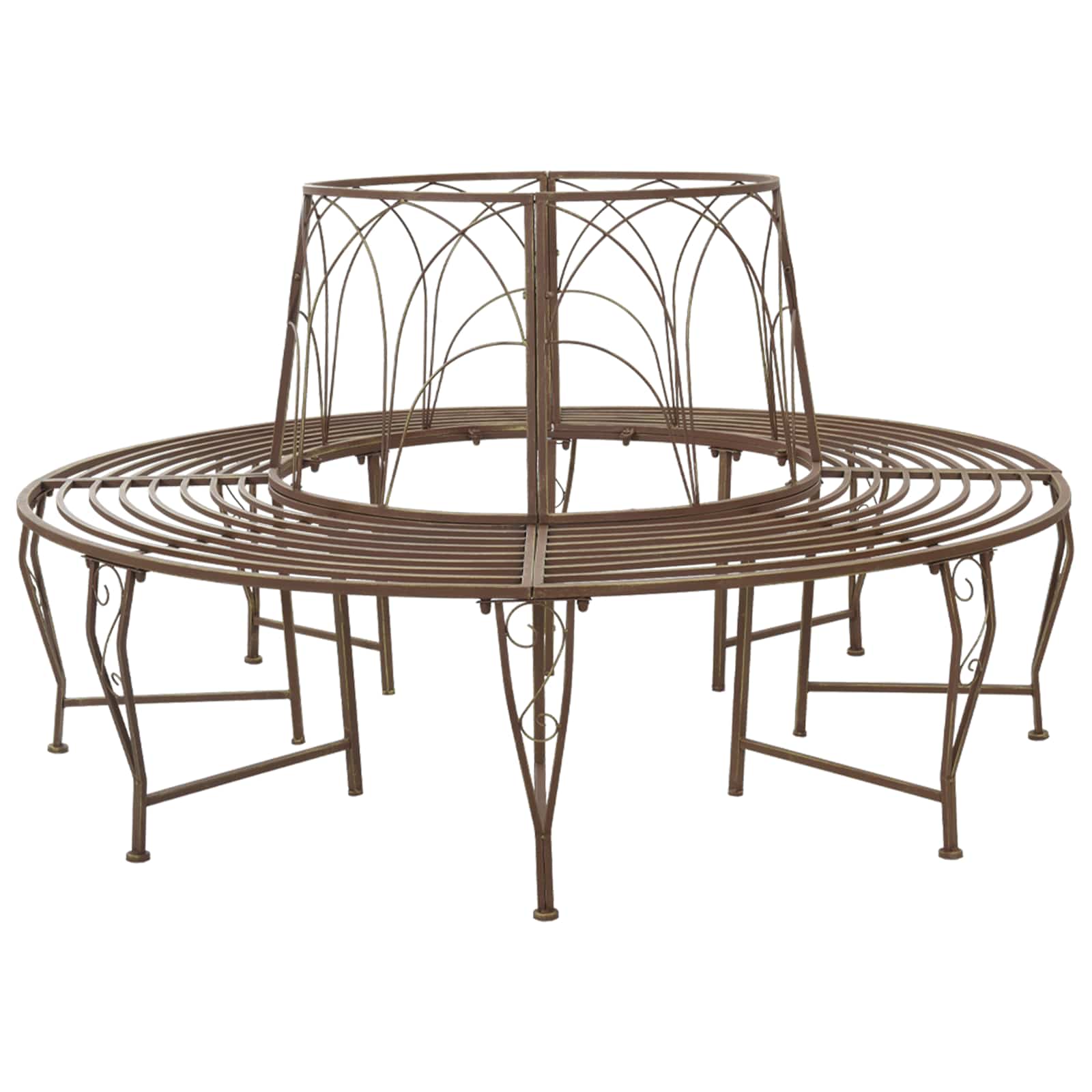 Boom bank 8-Aantal zitplaatsen Ø 160 x 89 cm Staal Antiek Bruin – afbeelding 1