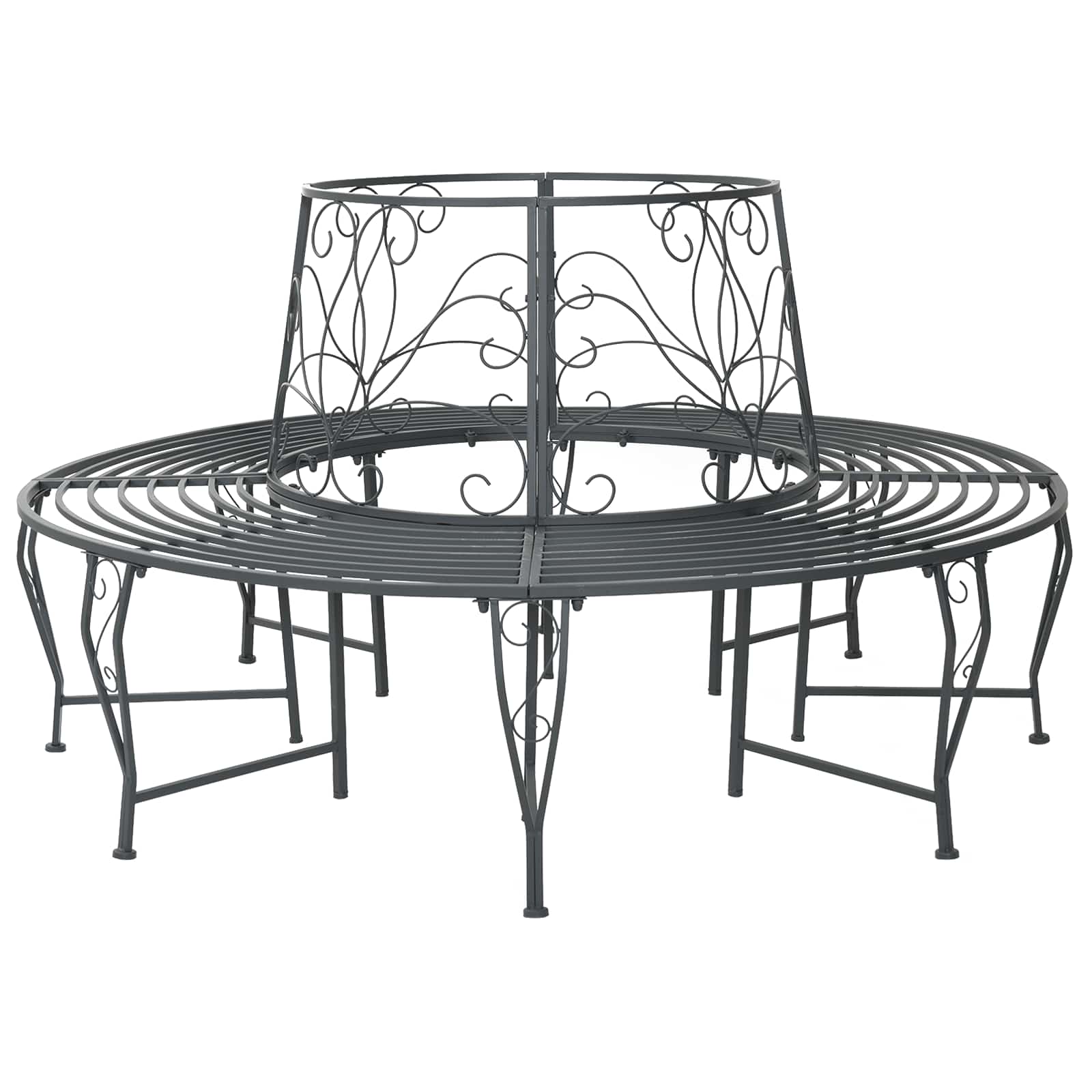 Boom bank 8-Aantal zitplaatsen Ø 160 x 89 cm Staal Zilvergrijs – afbeelding 1