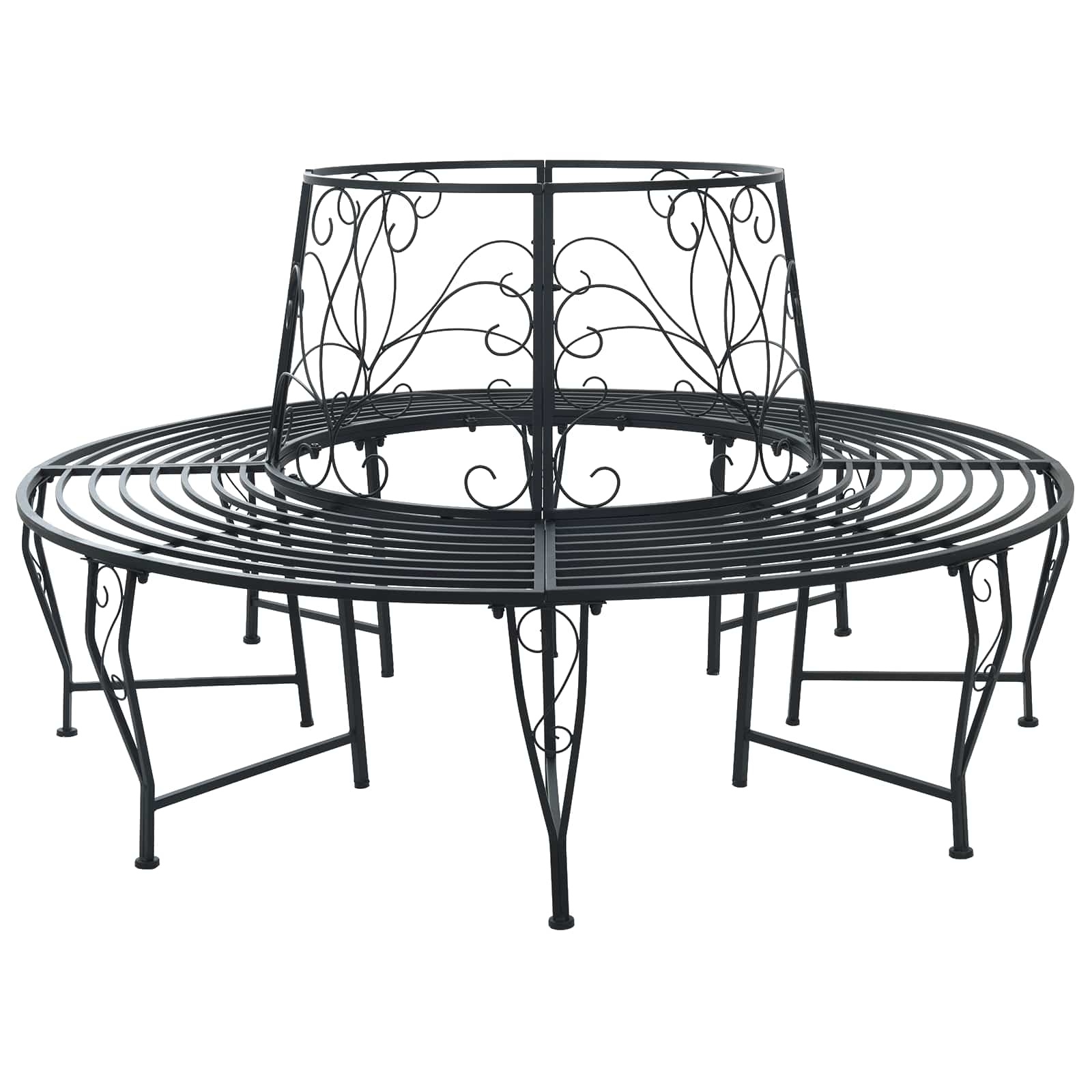Boom bank 8-Aantal zitplaatsen Ø 160 x 89 cm Staal Zwart Rond – afbeelding 1