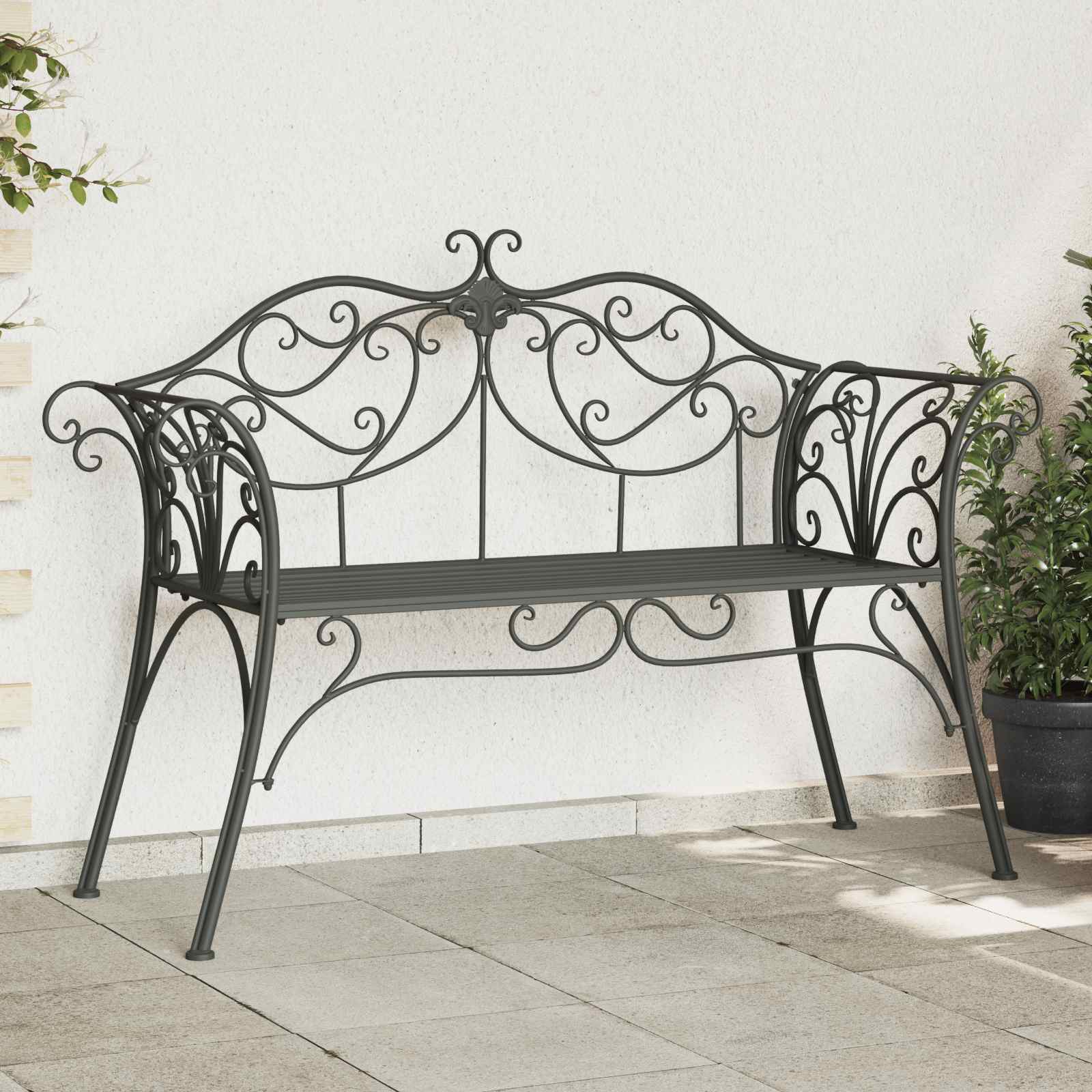 Tuinbank 2-Aantal zitplaatsen 130 x 47 x 90 cm Staal – afbeelding 1