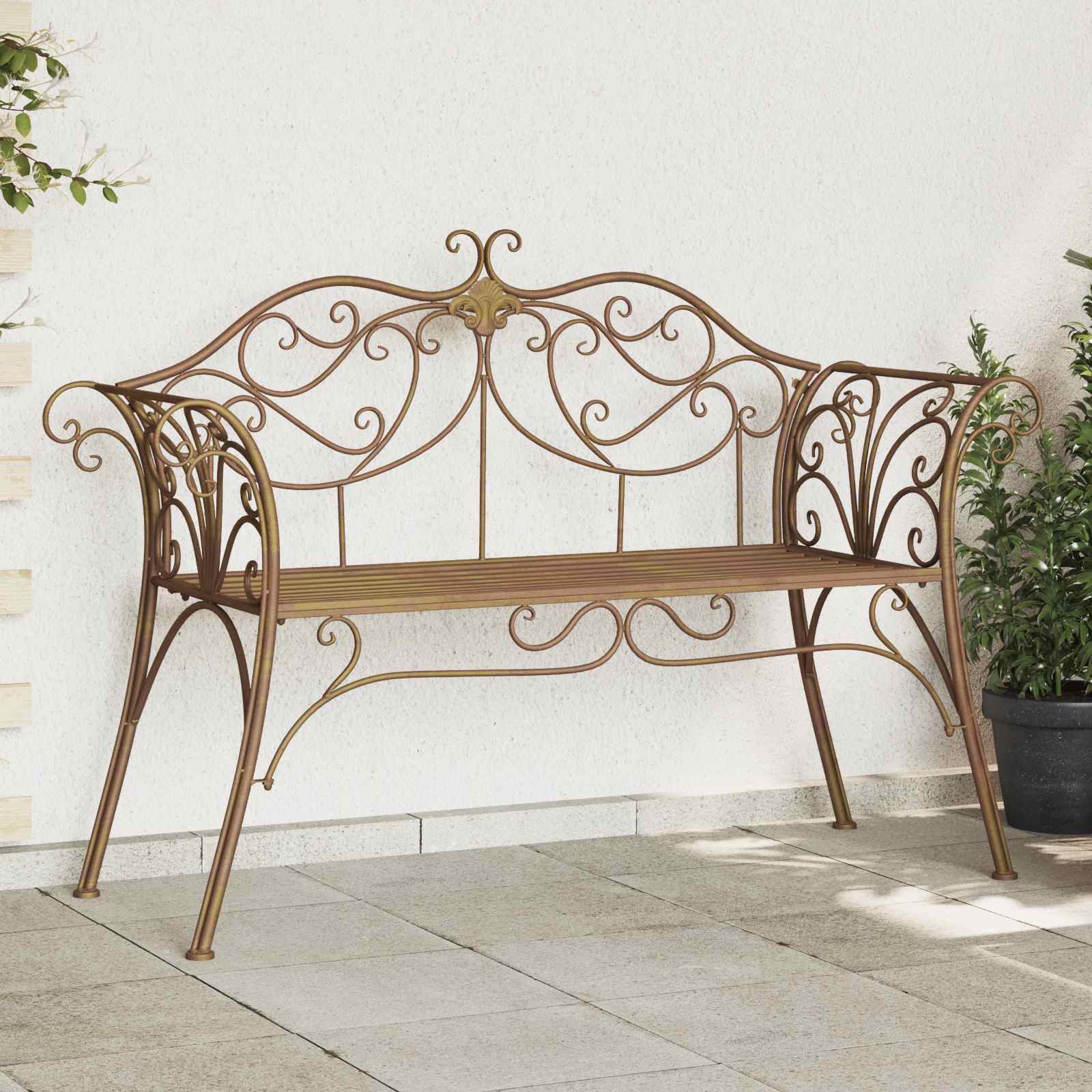 Tuinbank 2-Aantal zitplaatsen 130 x 47 x 90 cm Staal – afbeelding 1