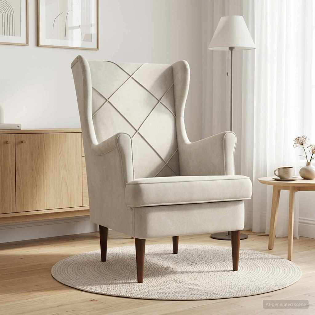 Fauteuil Crème Fluweel
