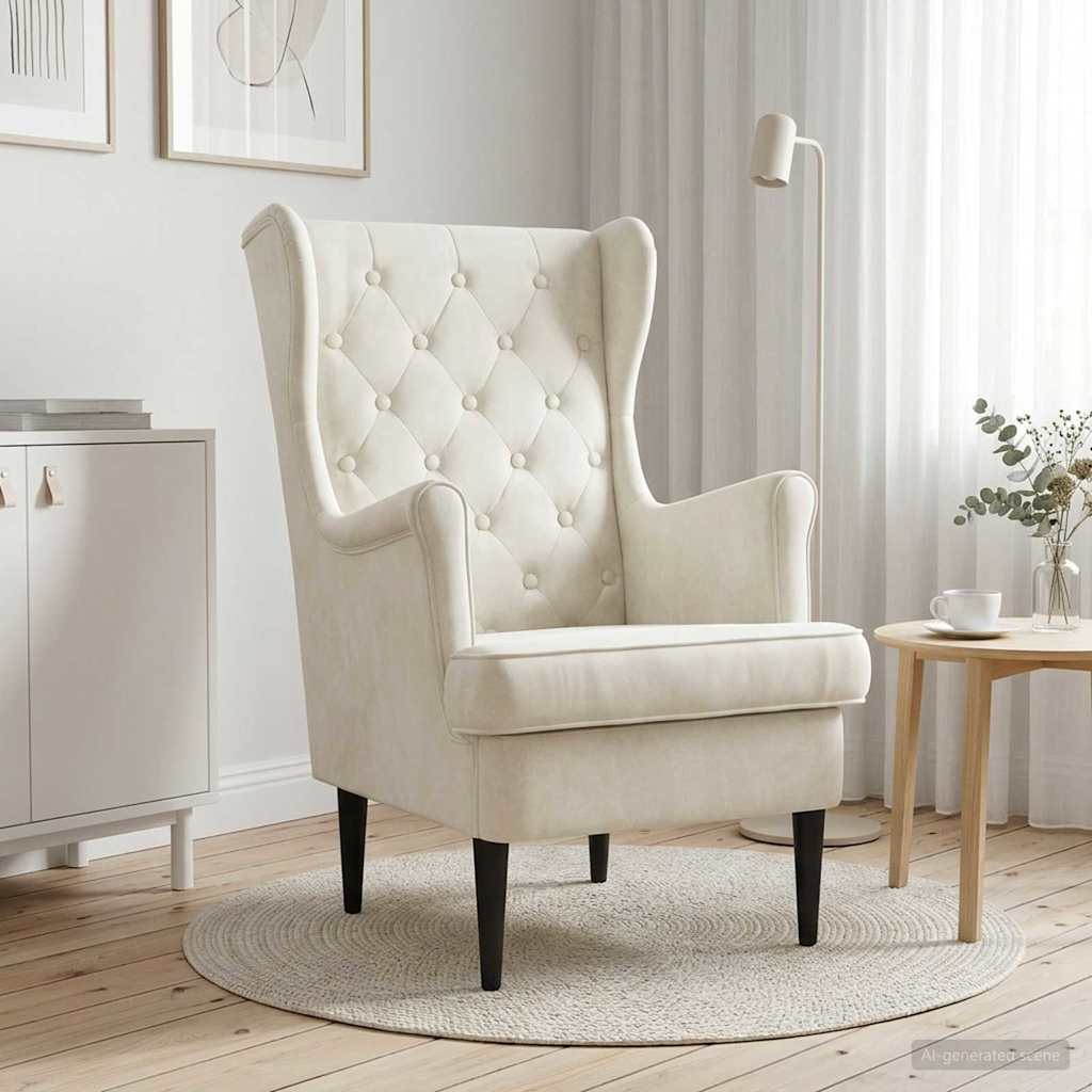 Fauteuil Crème Fluweel