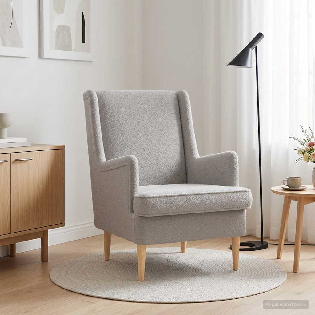 Fauteuil Lichtgrijs Schapenstof