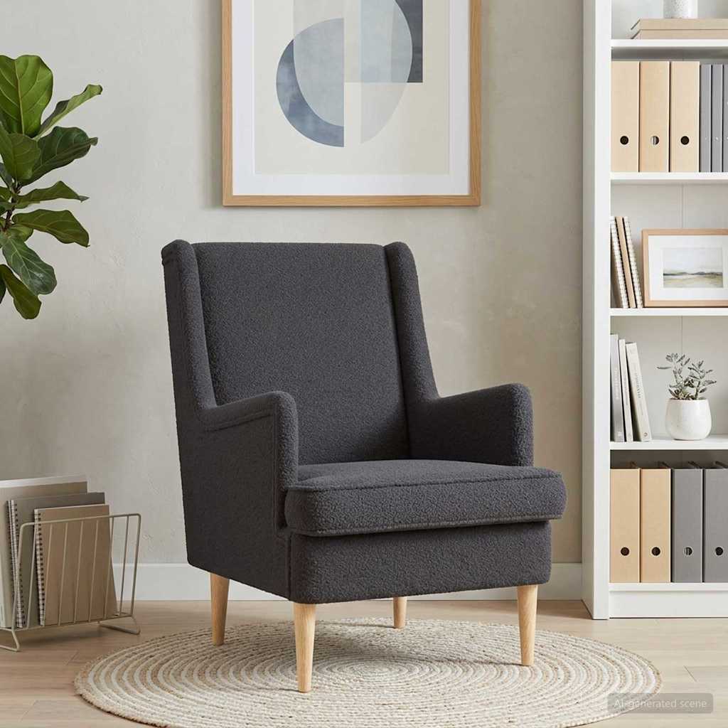 Fauteuil Donkergrijs Schapenstof