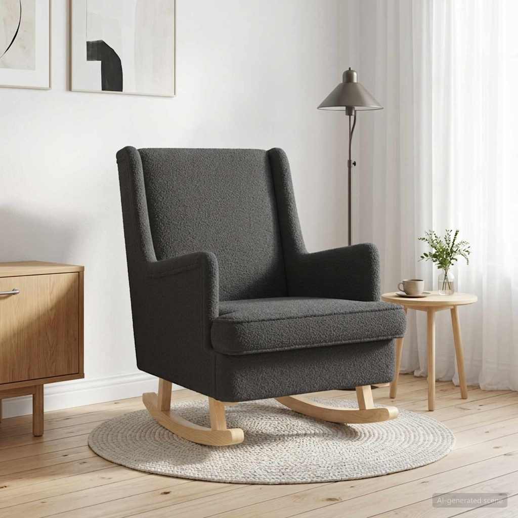 Schommelstoel Donkergrijs 62 x 80 x 85 cm Schapenstof
