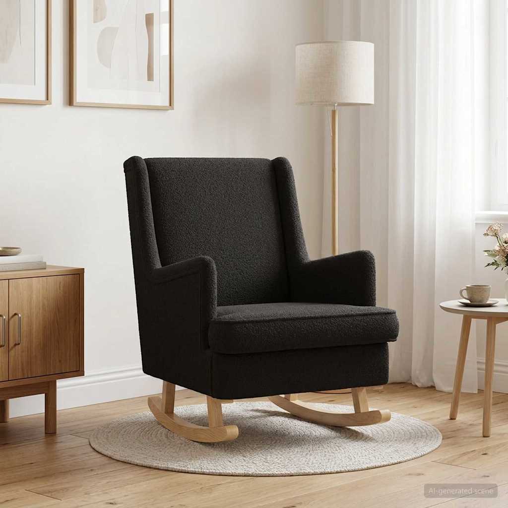 Schommelstoel Zwart 62 x 80 x 85 cm Schapenstof