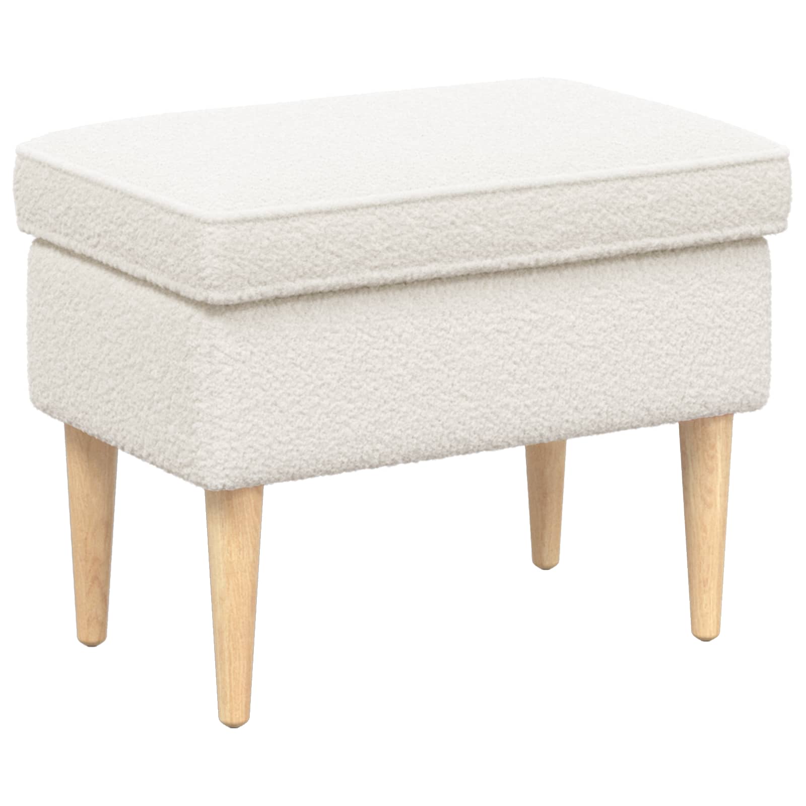 Voetenbank Crèmekleurig 55 x 35 x 41 cm Bouclé – afbeelding 2