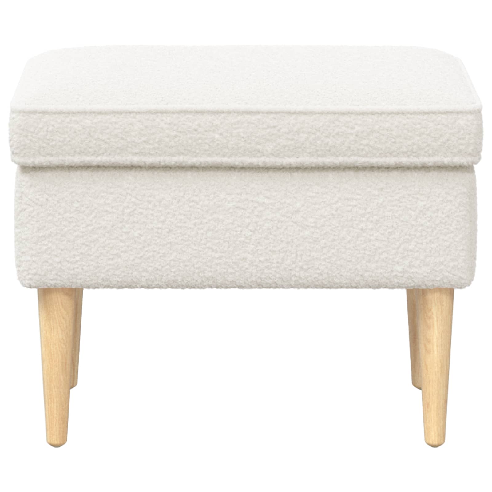 Voetenbank Crèmekleurig 55 x 35 x 41 cm Bouclé – afbeelding 3
