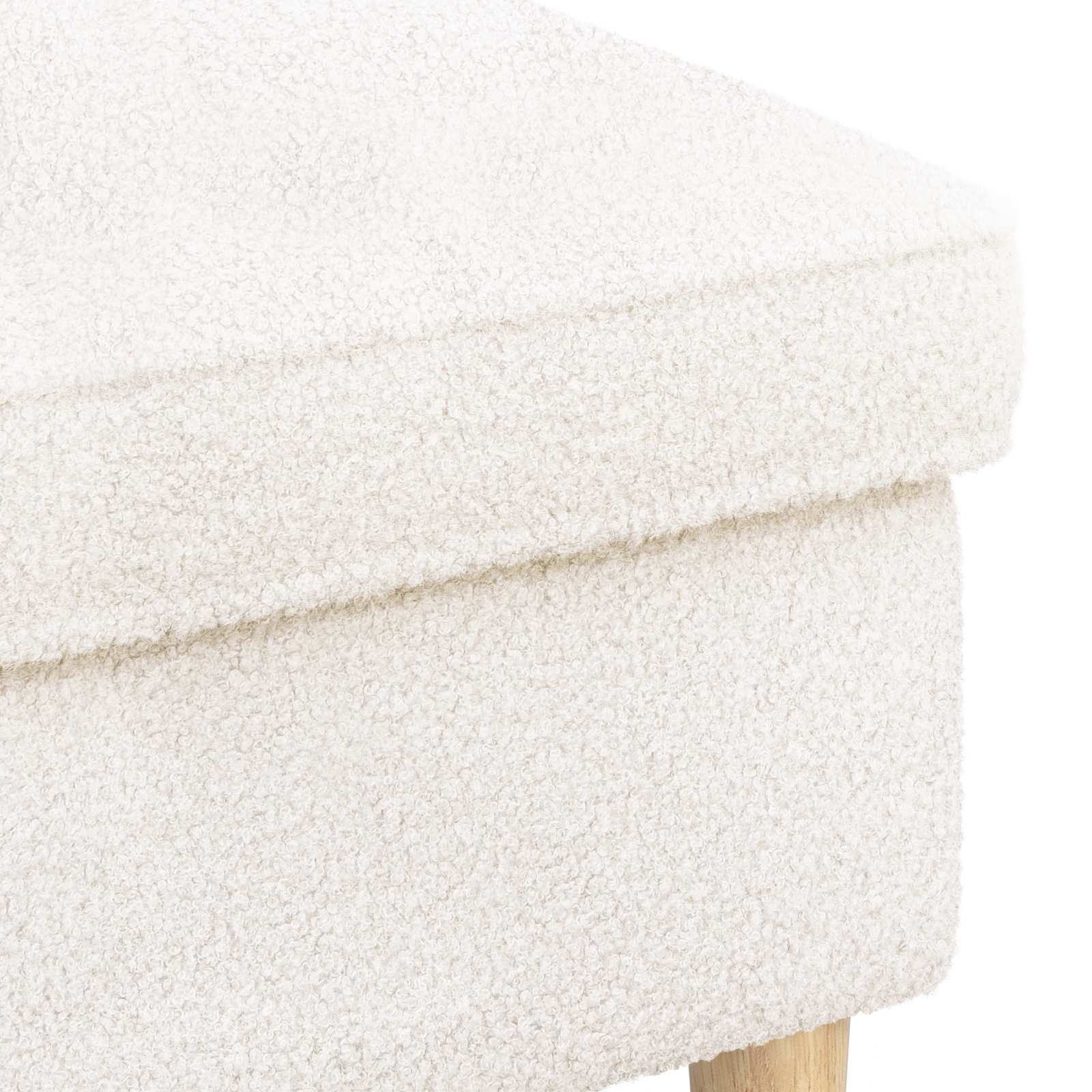 Voetenbank Crèmekleurig 55 x 35 x 41 cm Bouclé – afbeelding 5