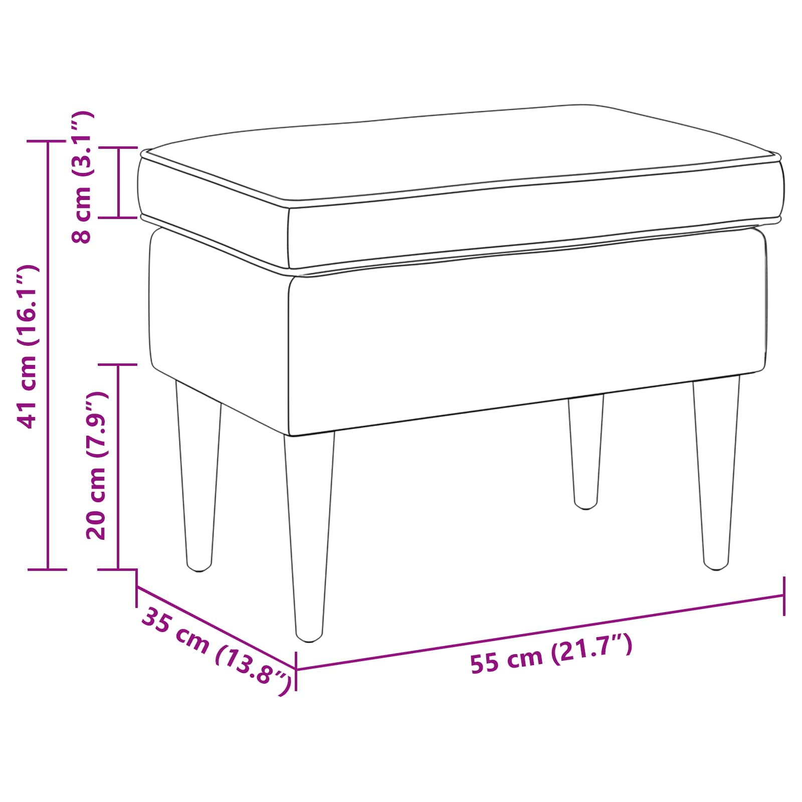 Voetenbank Crèmekleurig 55 x 35 x 41 cm Bouclé – afbeelding 7