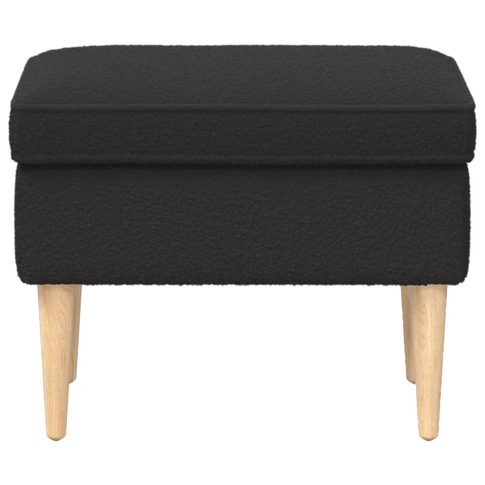 Voetenbank Zwart 55 x 35 x 41 cm Bouclé – afbeelding 3