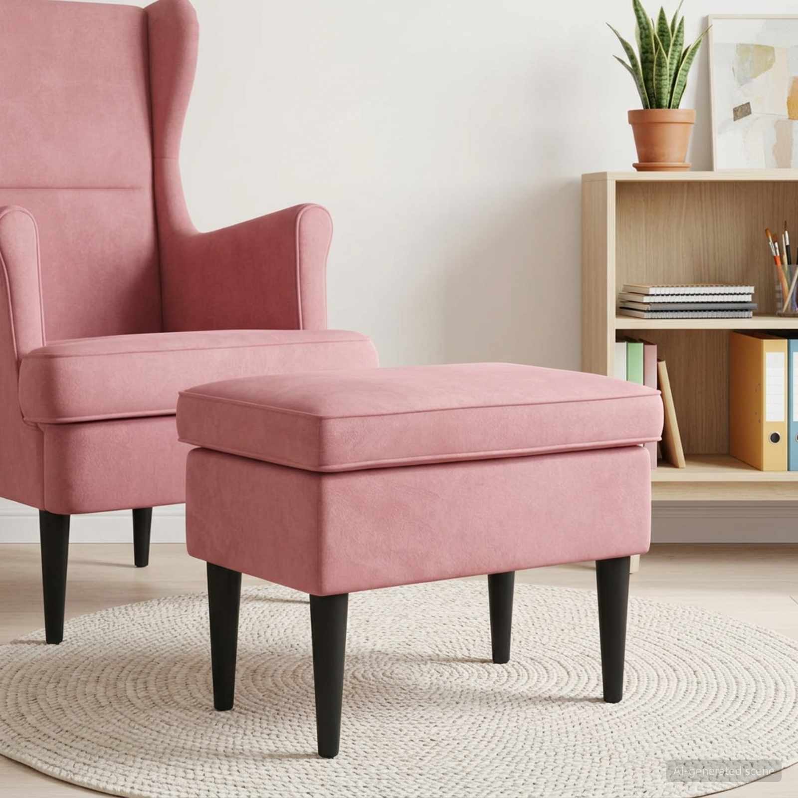 Voetenbank Roze 55 x 35 x 41 cm Fluweel – afbeelding 1