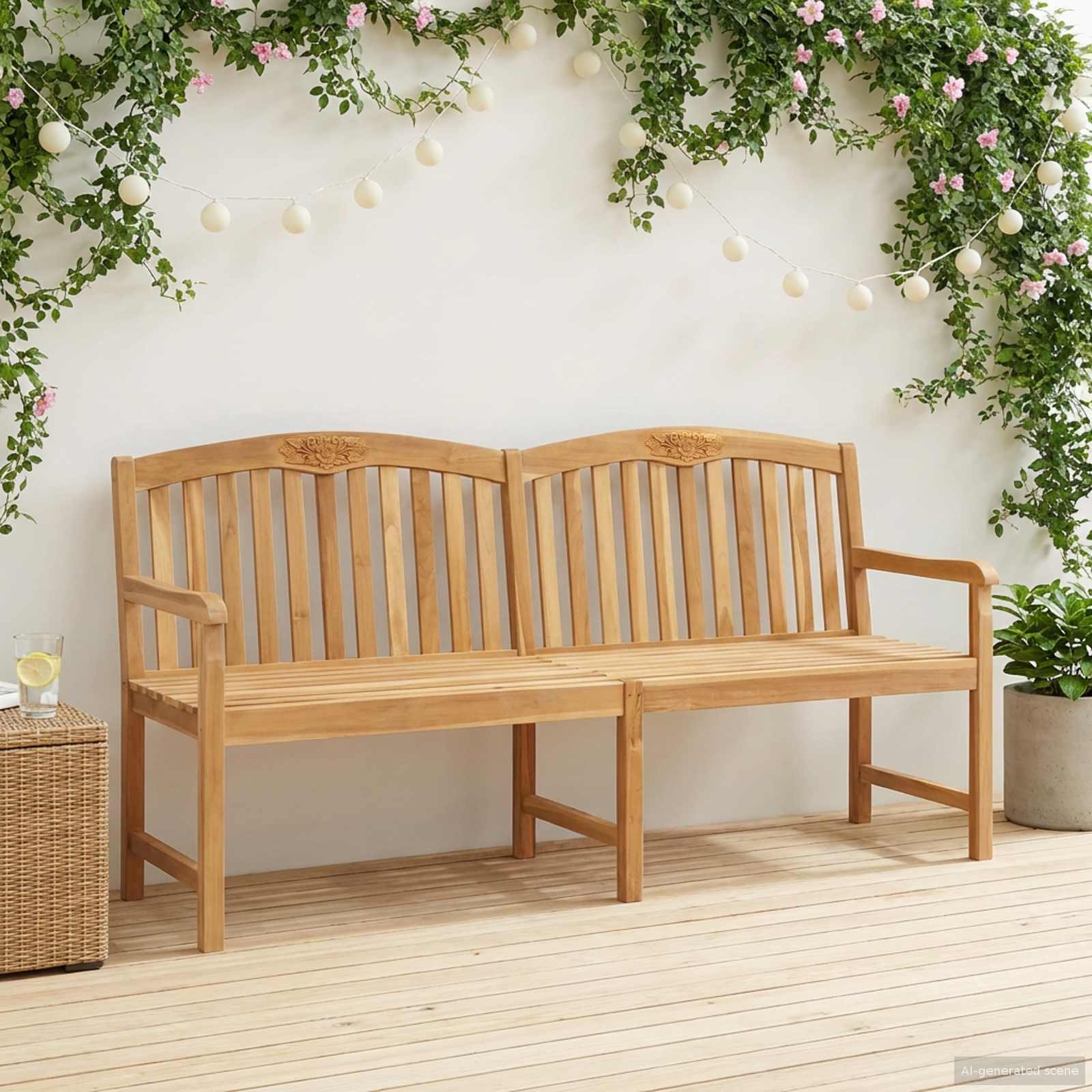 Handgemaakte Rozenbank Naturel 150 x 60 x 90 cm – afbeelding 1