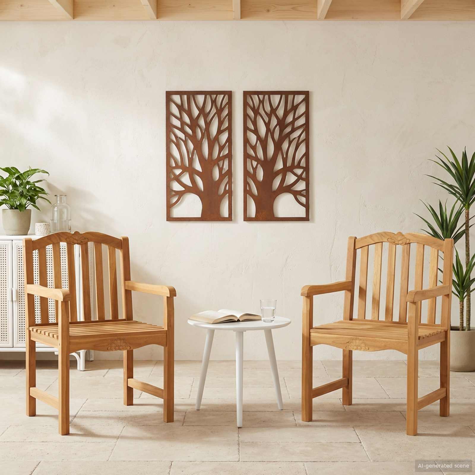 Tuinstoel 2 pcs Naturel 58 x 60 x 93 cm Massief Teakhout – afbeelding 1