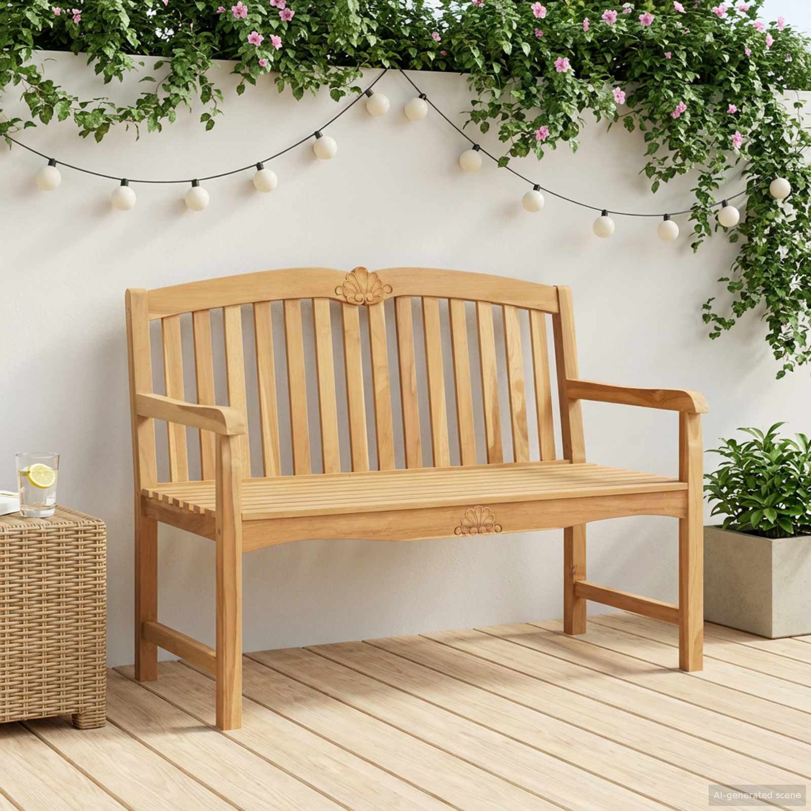 Handgemaakte Rozenbank Naturel 114 x 60 x 95 cm – afbeelding 1