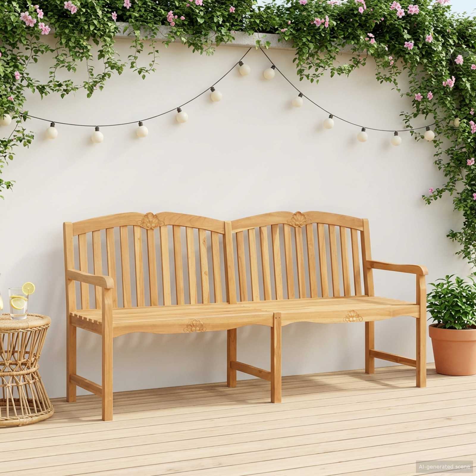 Handgemaakte Rozenbank Naturel 180,5 x 60 x 96 cm – afbeelding 1