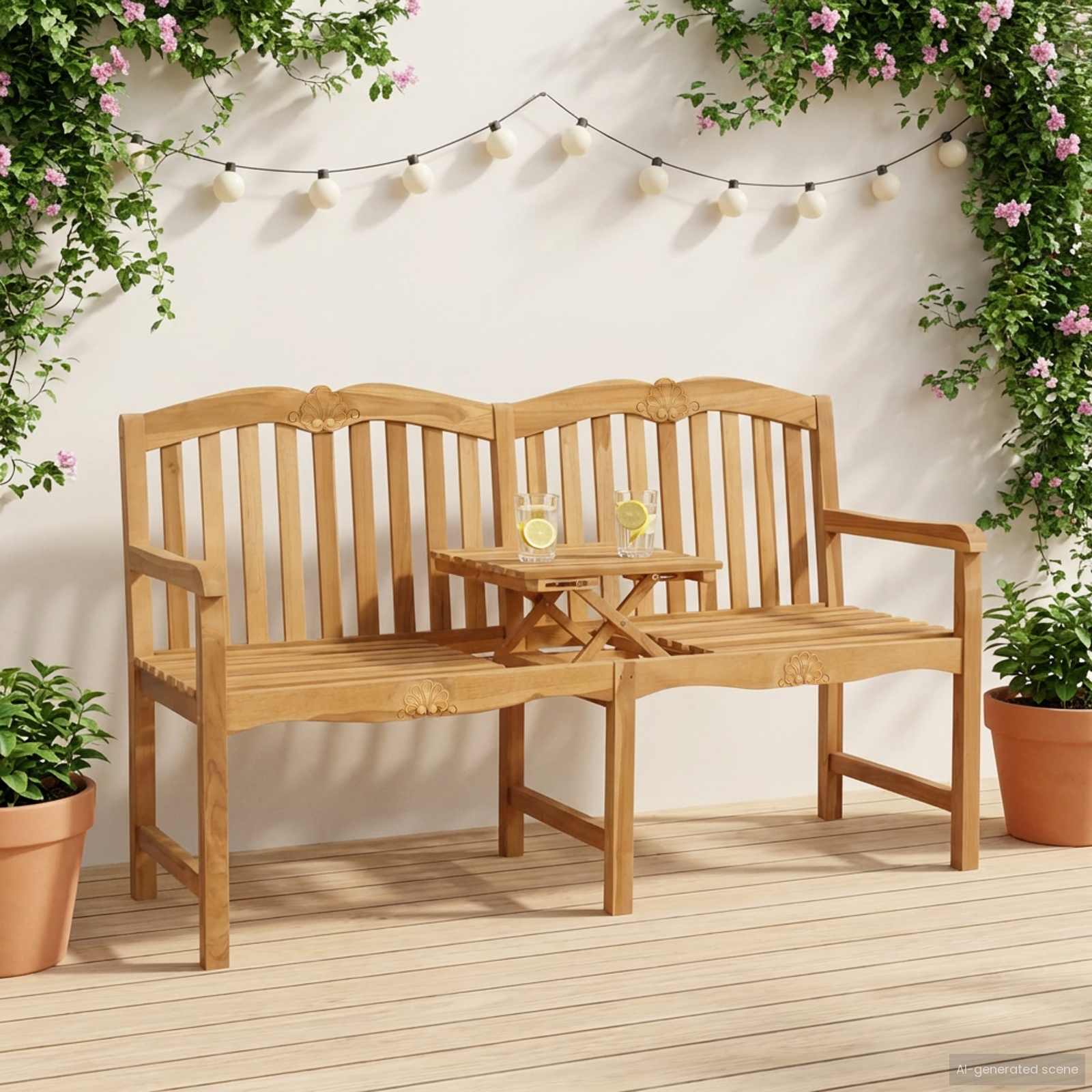 Handgemaakte Rozenbank Naturel 155 x 60 x 94 cm