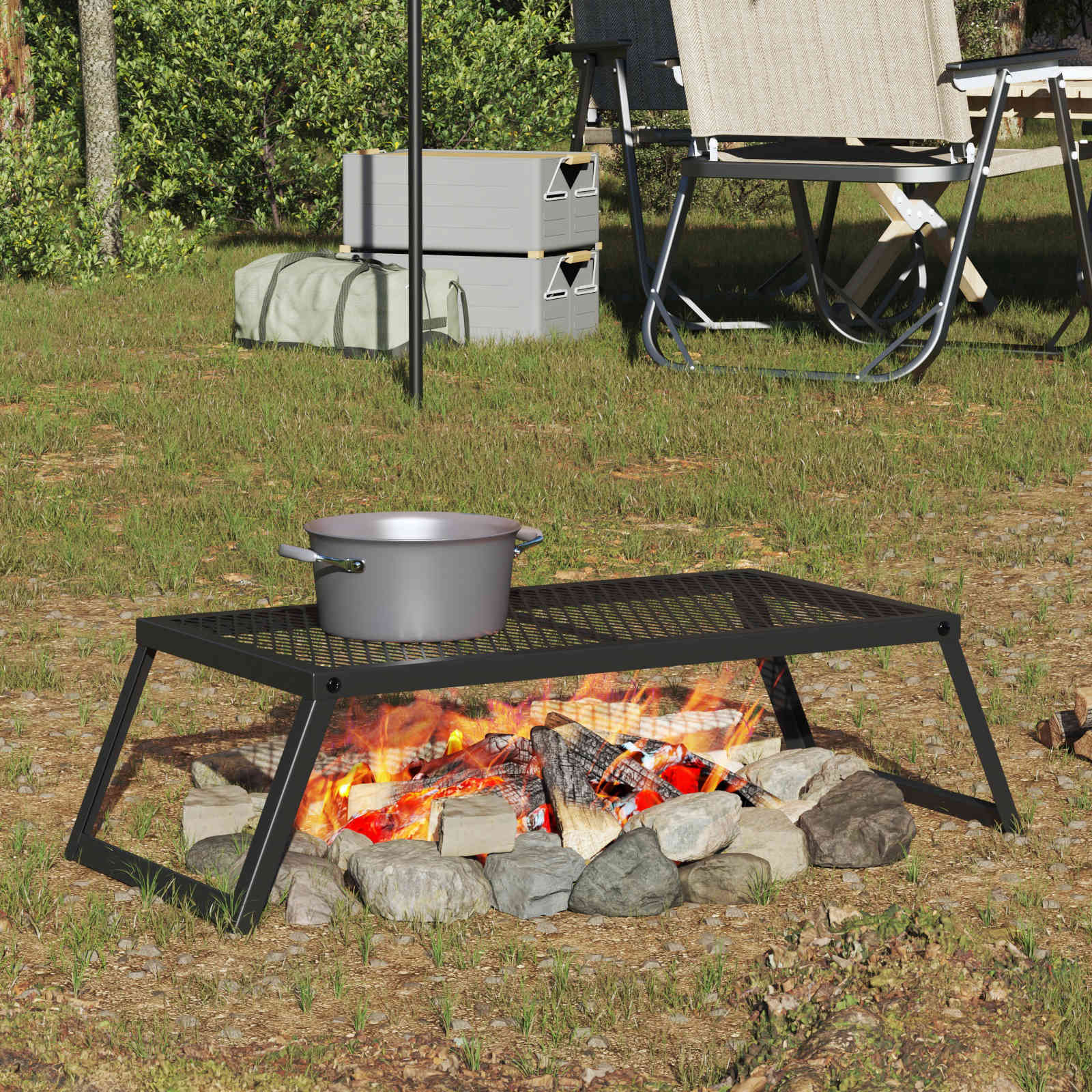 Opvouwbare Camping Grill Zwart 58 x 31 x 2 cm Legeringen Staal