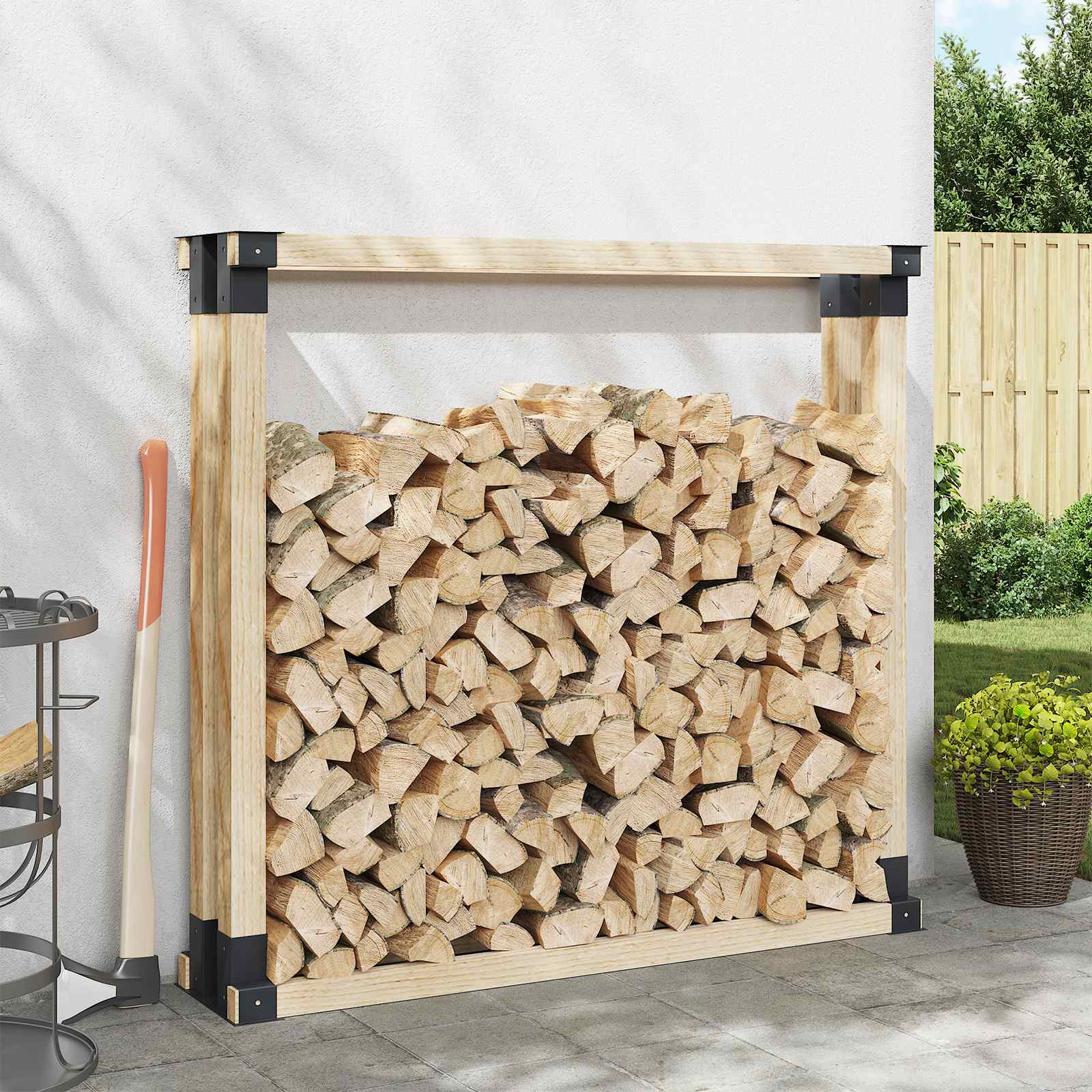 Houtstapel Steun 4 pcs Antracietkleurig 34 x 10 x 15 cm Staal – afbeelding 1